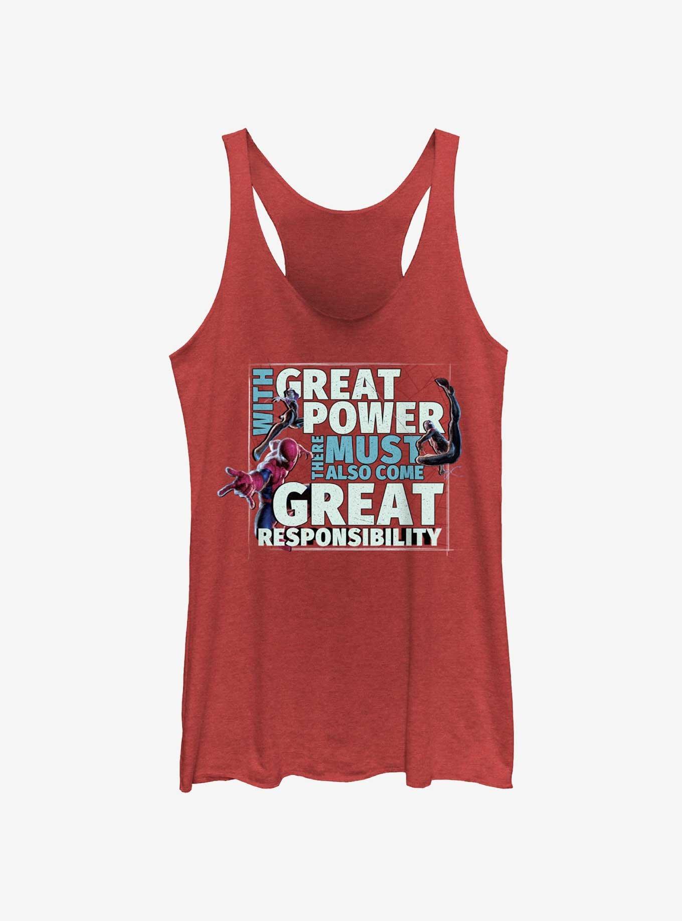 Marvel Spider-Man Power And Responsibility Girls Tank, RED HTR, hi-res