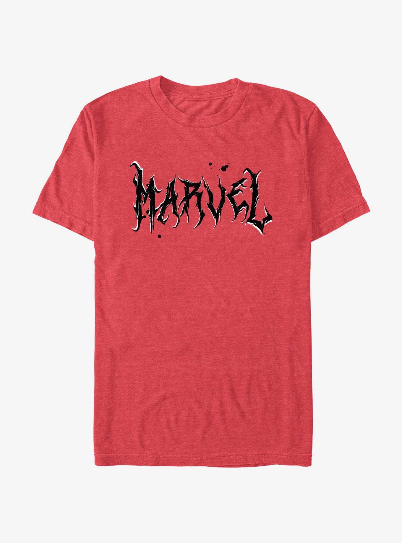 Marvel Black Logo T-Shirt, RED HTR, hi-res