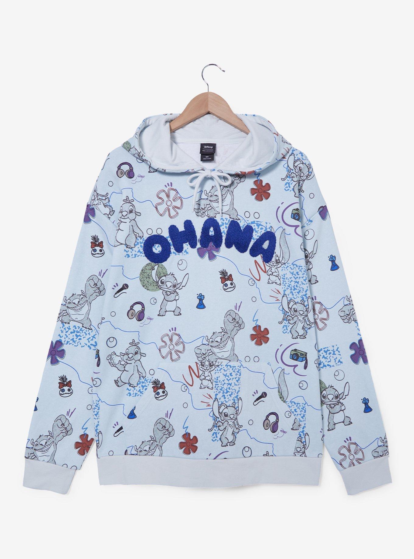 Disney Lilo & Stitch Ohana Sketch Allover Print Hoodie, , hi-res