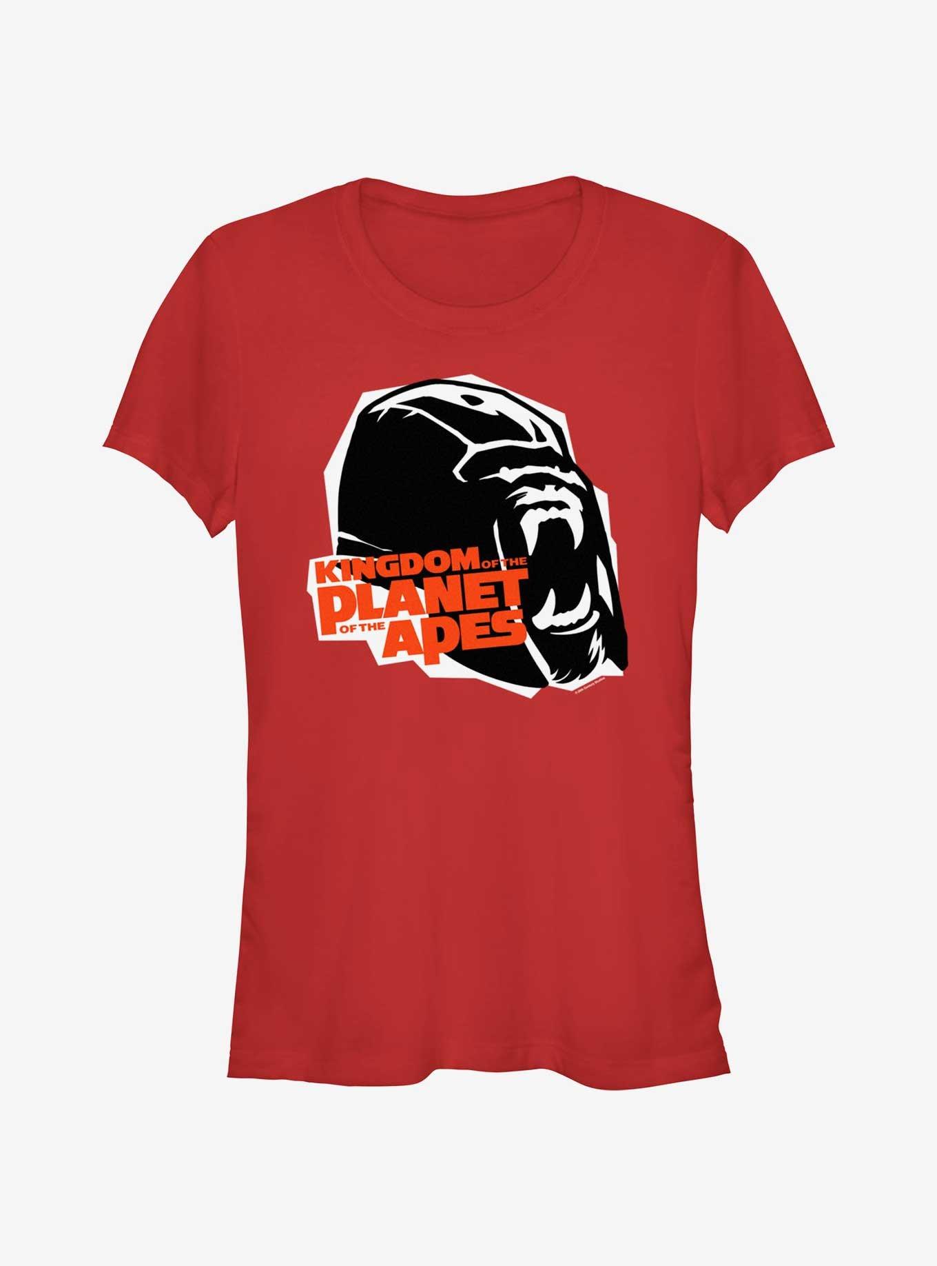 Kingdom of the Planet of the Apes Gorilla Roar Girls T-Shirt, RED, hi-res