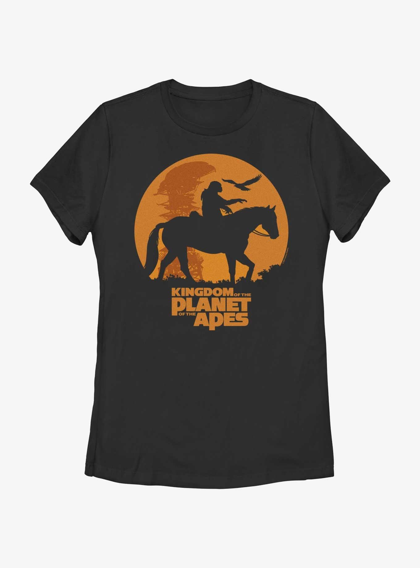 Kingdom of the Planet of the Apes Caesar And Horse Silhouette Womens T-Shirt, , hi-res