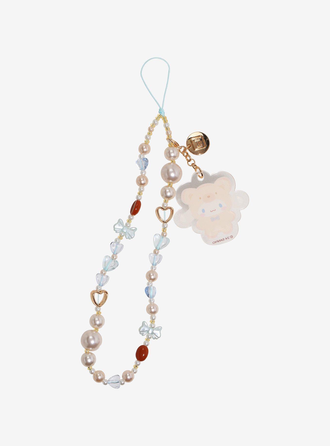 Sanrio Cinnamoroll Latte Bear Beaded Phone Charm, , hi-res