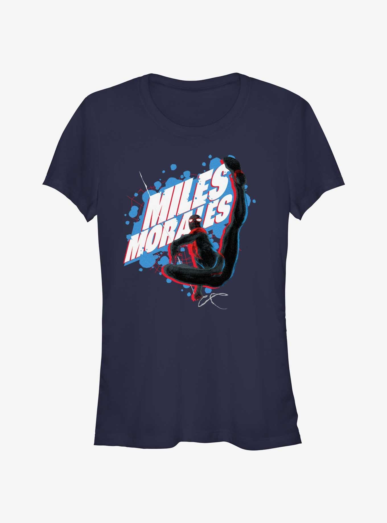 Marvel Spider-Man Miles Morales Pose Girls T-Shirt, NAVY, hi-res