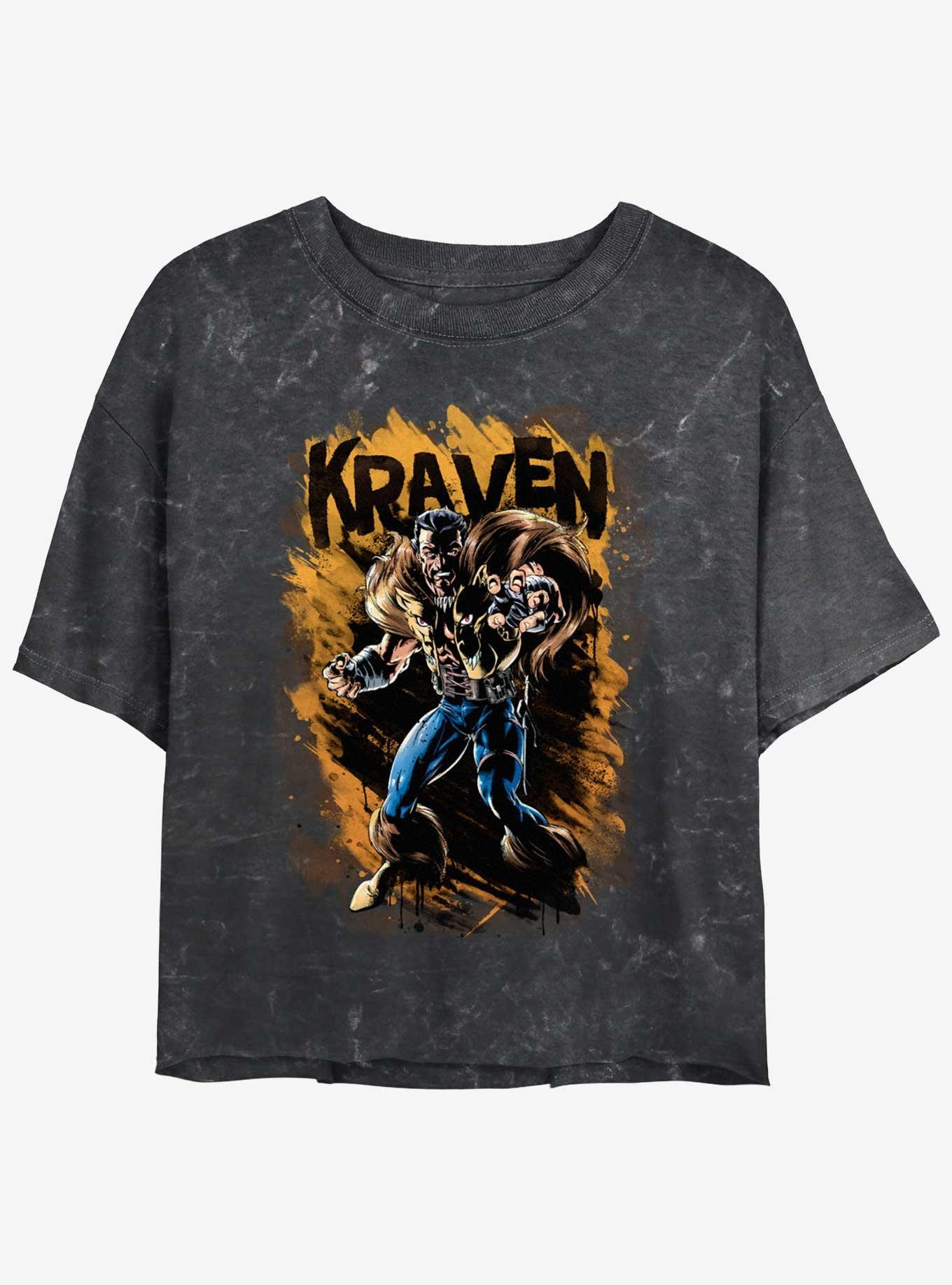 Marvel Kraven The Hunter Splatter Wall Girls Mineral Wash Crop T-Shirt, , hi-res