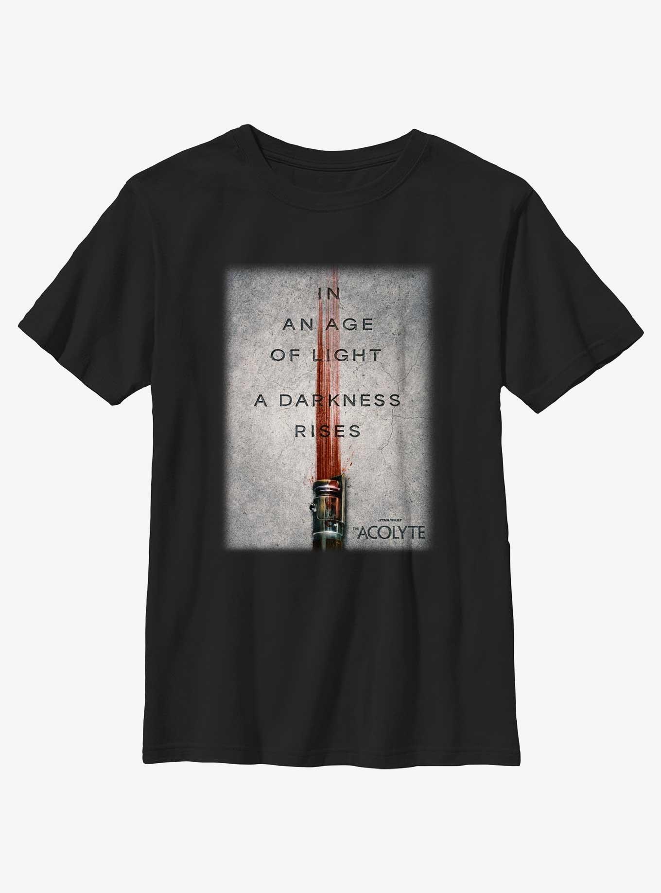 Star Wars The Acolyte Darkness Rises Teaser Poster Youth T-Shirt, BLACK, hi-res