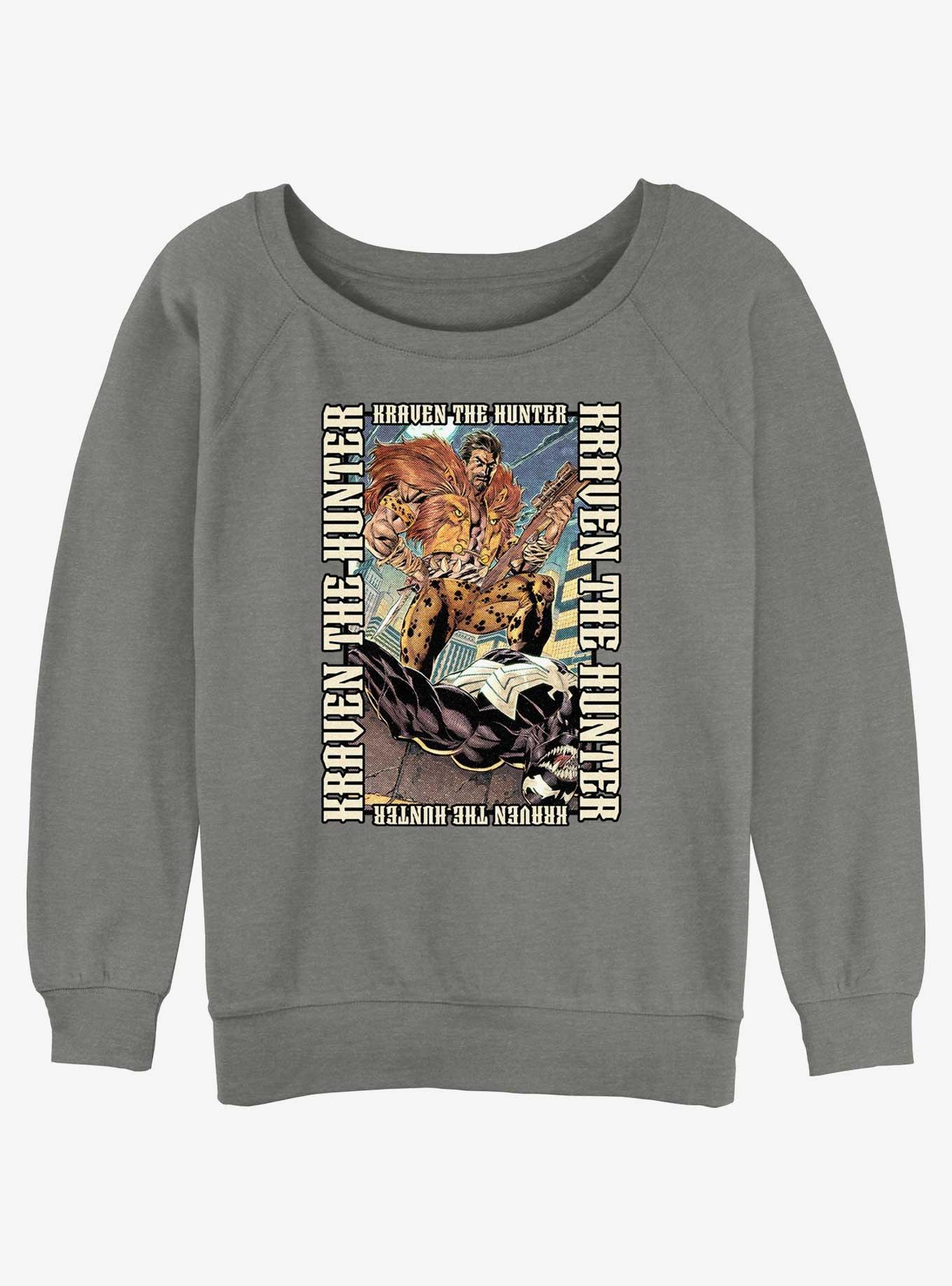 Marvel Kraven The Hunter And Venom Comic Girls Slouchy Sweatshirt, GRAY HTR, hi-res