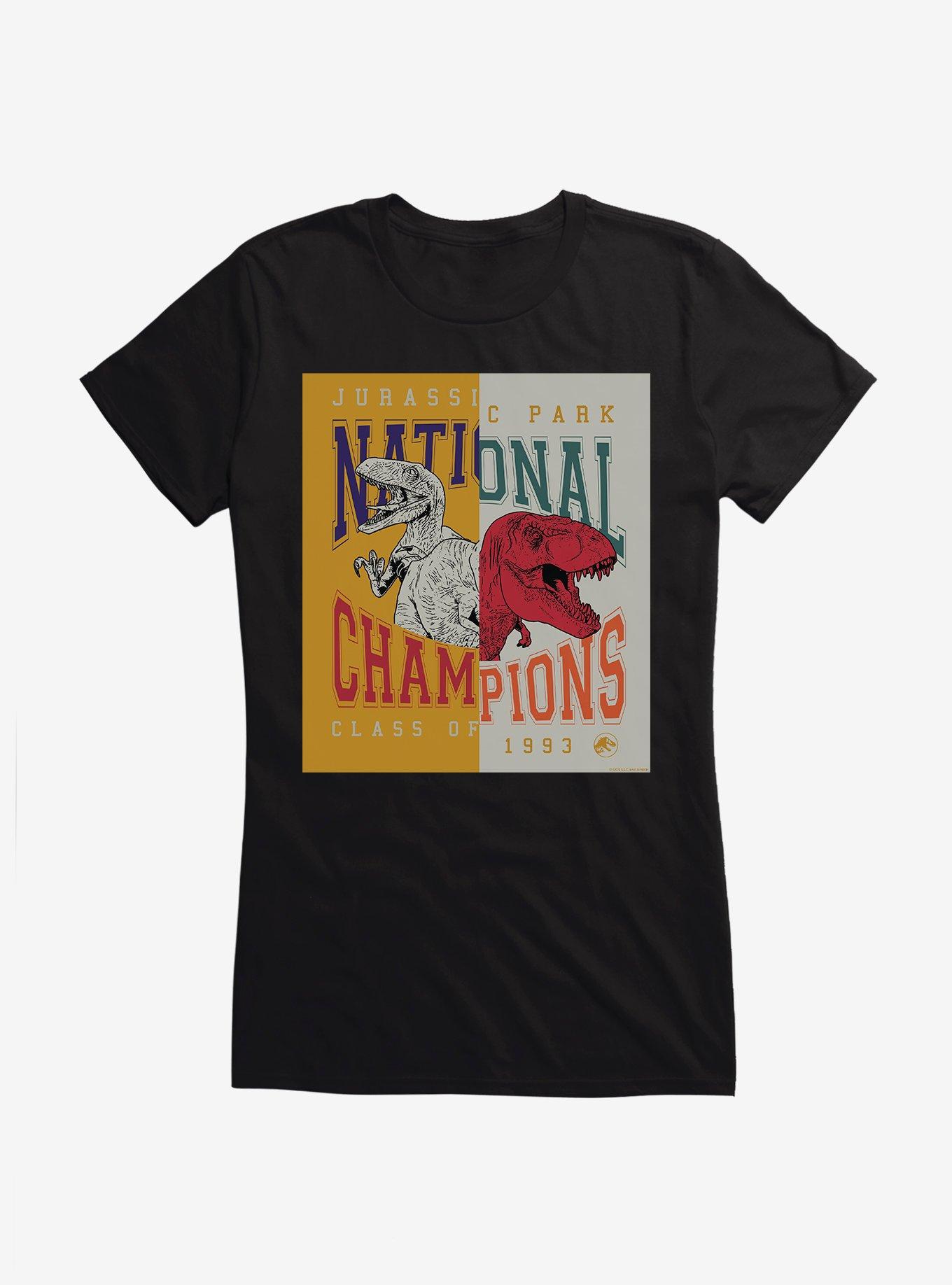 Jurassic Park National Champions Class of 1993 Split Girls T-Shirt, BLACK, hi-res