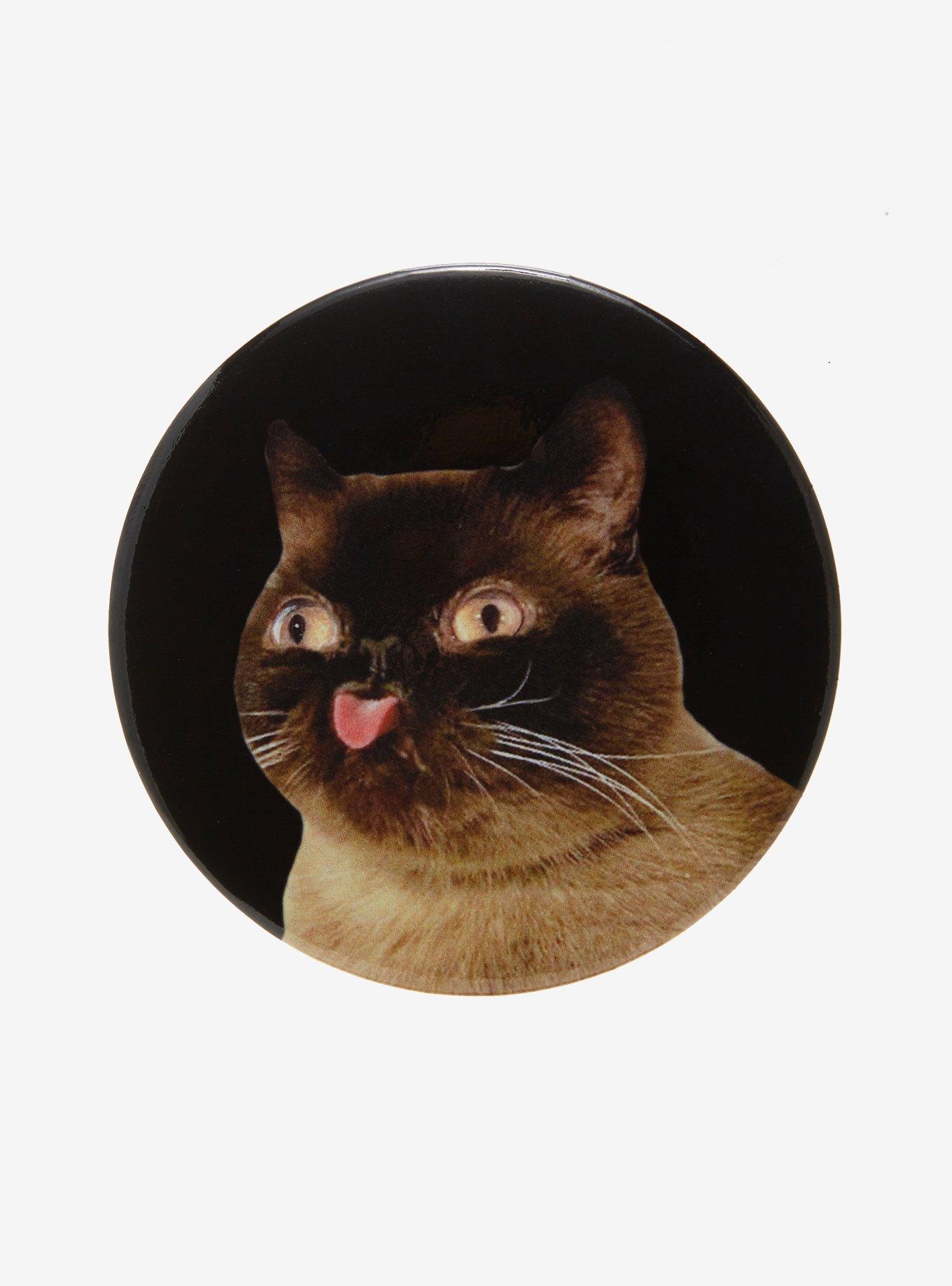 Cat With Tongue Out 3-Inch Button, , hi-res