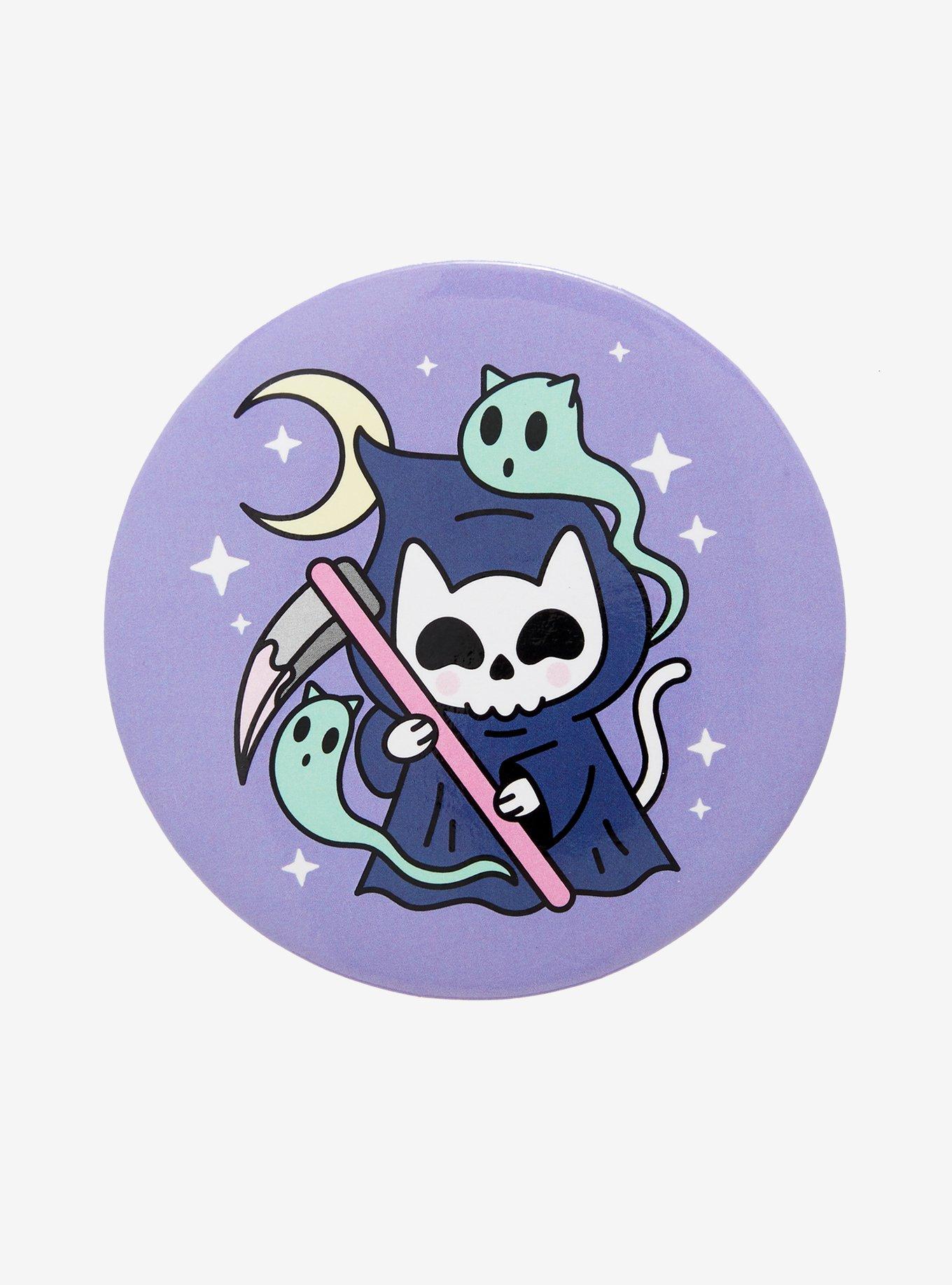 Cat Ghost Reaper 3 Inch Button, , hi-res