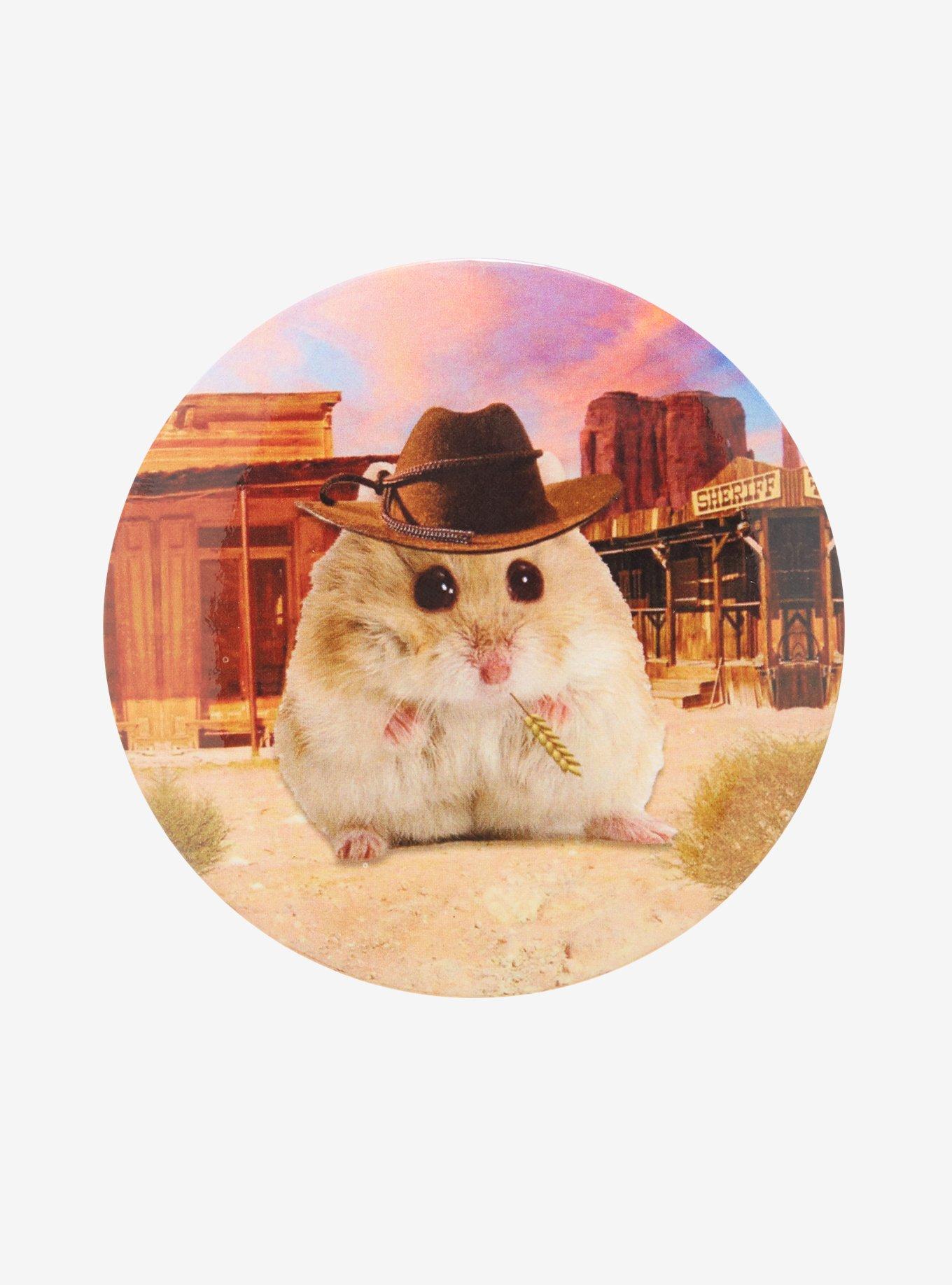 Hamster Cowboy 3 Inch Button, , hi-res