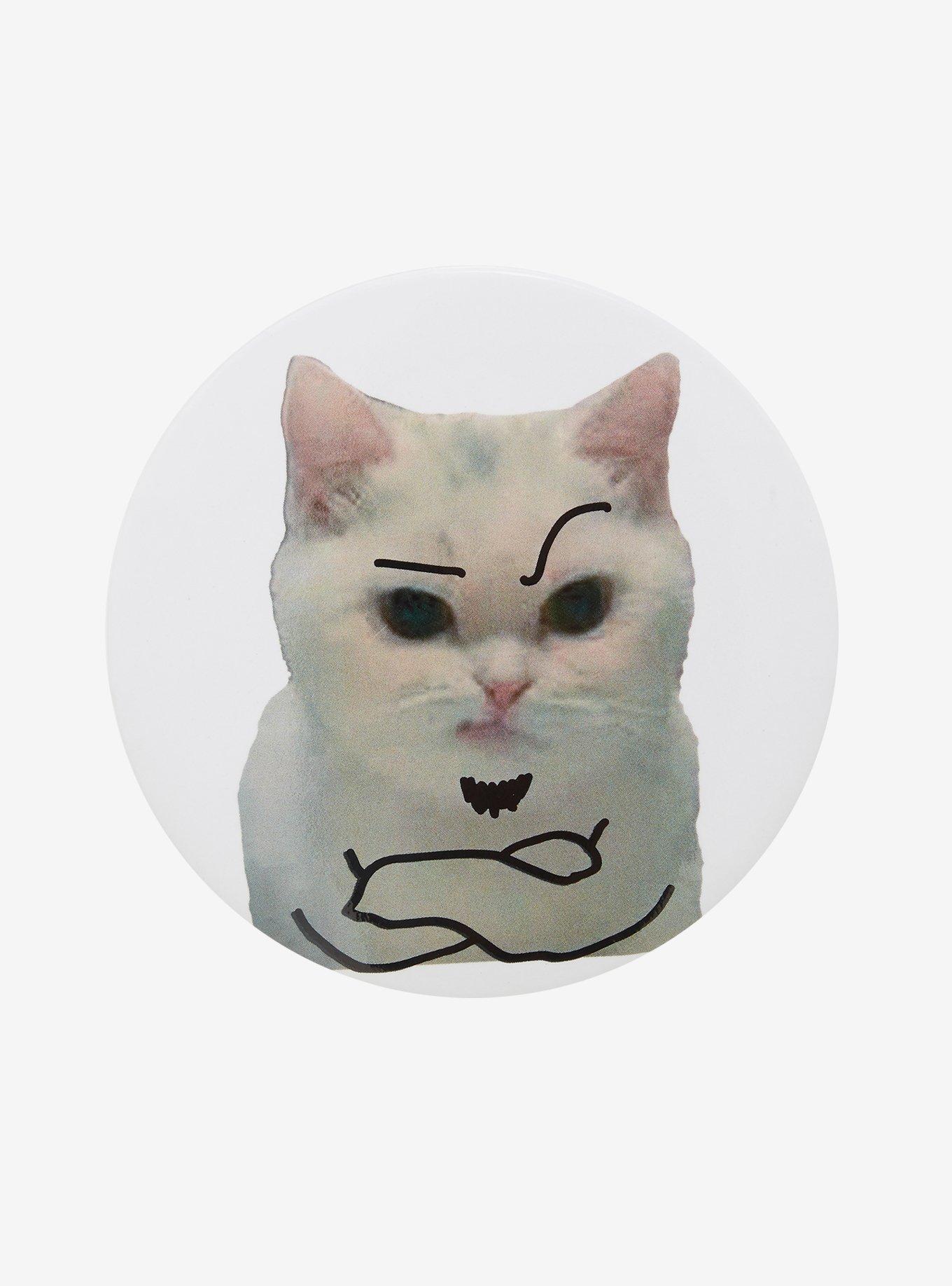 Judging Cat Doodle 3 Inch Button, , hi-res