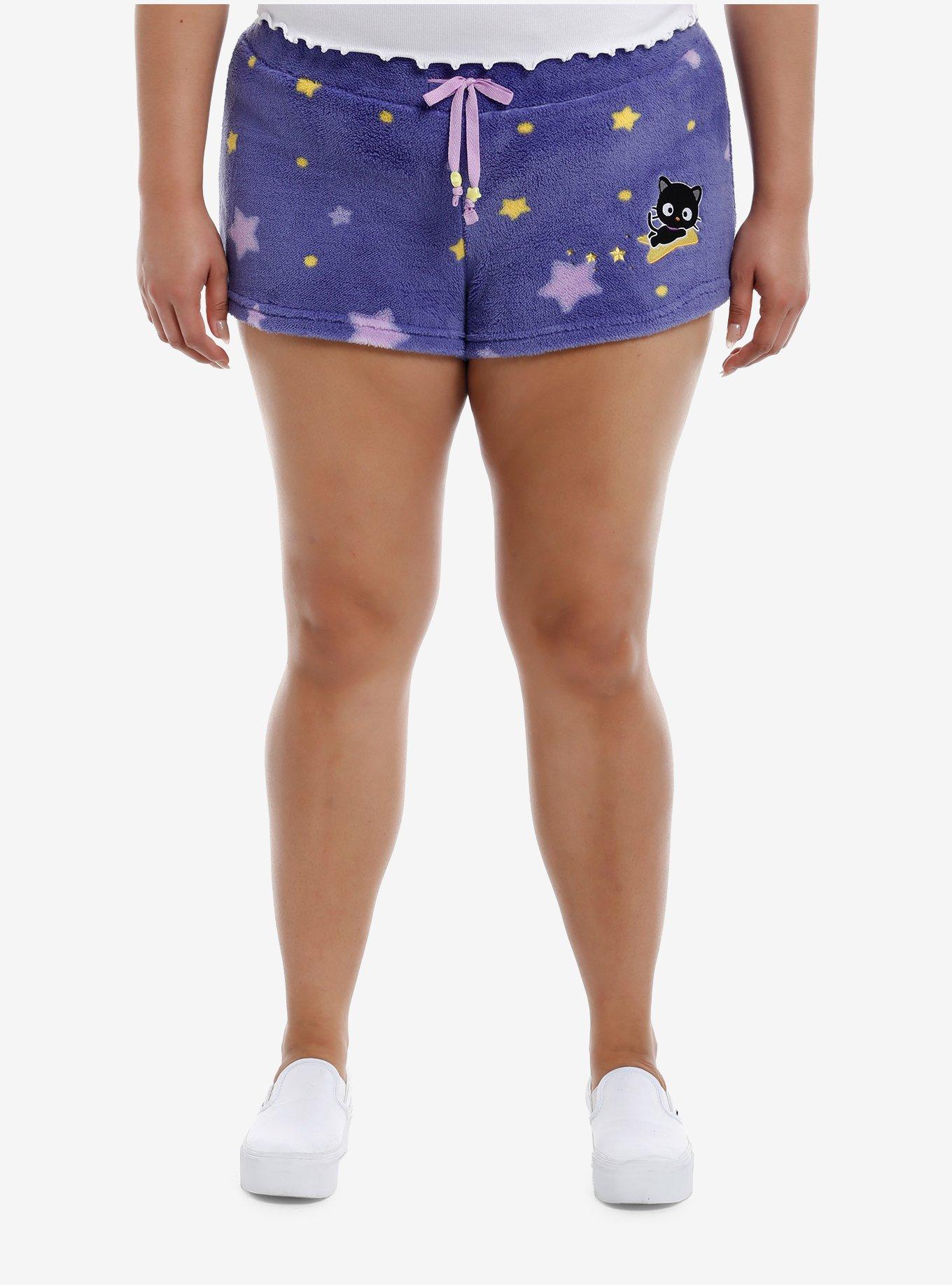 Chococat Stars Sherpa Girls Lounge Shorts Plus Size, , hi-res