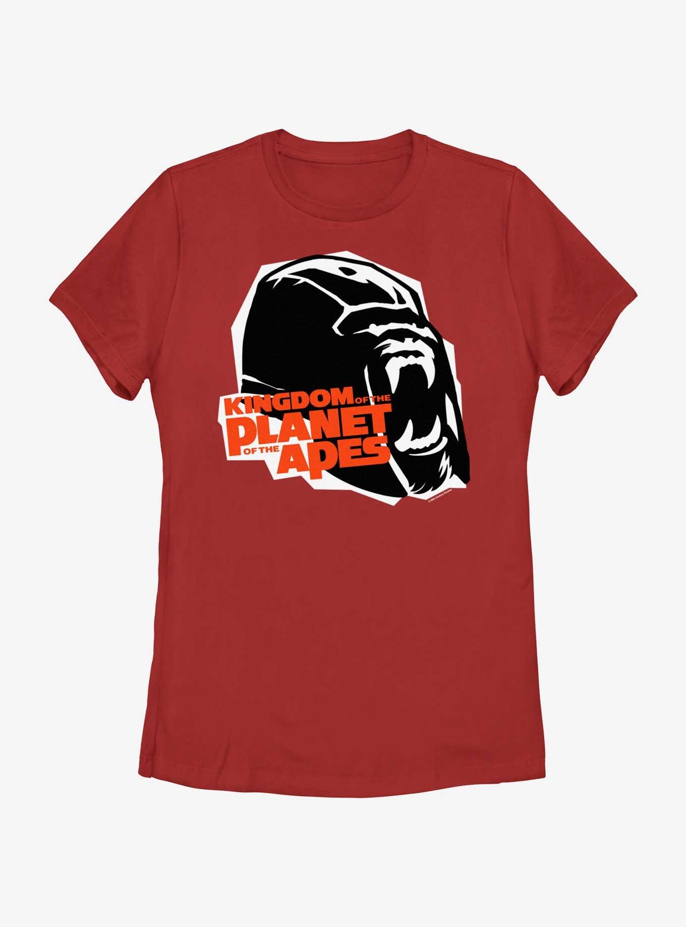Kingdom of the Planet of the Apes Gorilla Roar Womens T-Shirt, RED, hi-res
