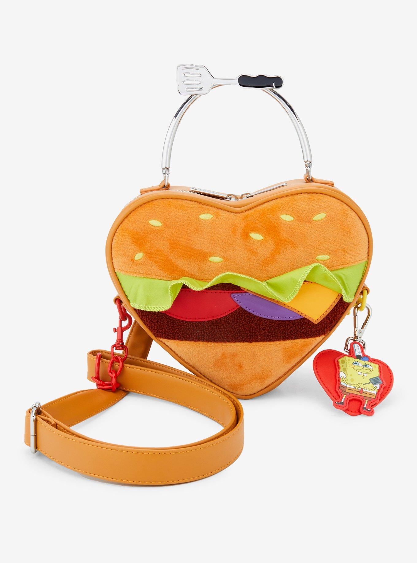 Loungefly SpongeBob SquarePants Krabby Patty Plush Heart Crossbody Bag, , hi-res