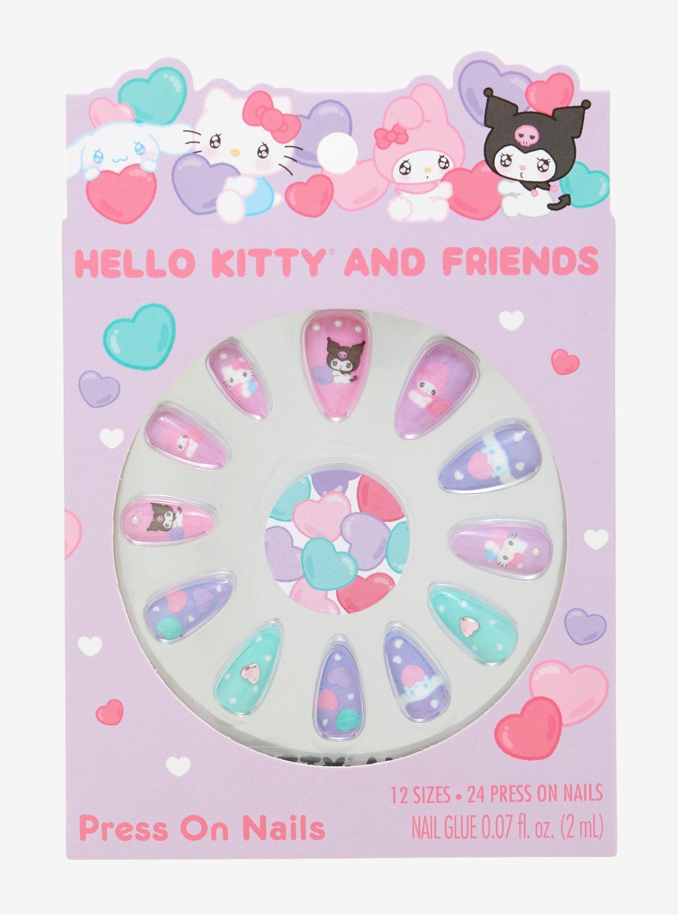 Hello Kitty And Friends Pastel Hearts Faux Nail Set, , hi-res