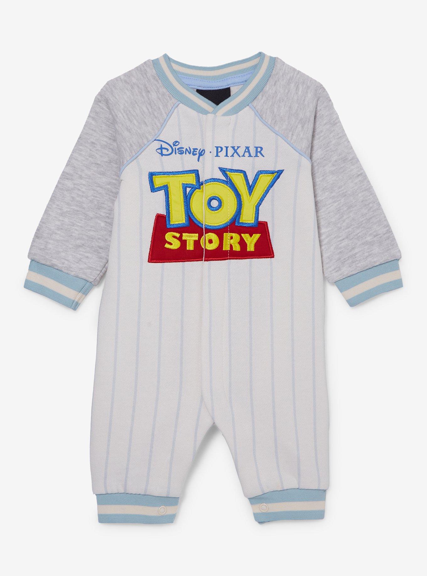 Disney Pixar Toy Story Forky Baseball Infant One-Piece — BoxLunch Exclusive, STRIPE - GREY, hi-res