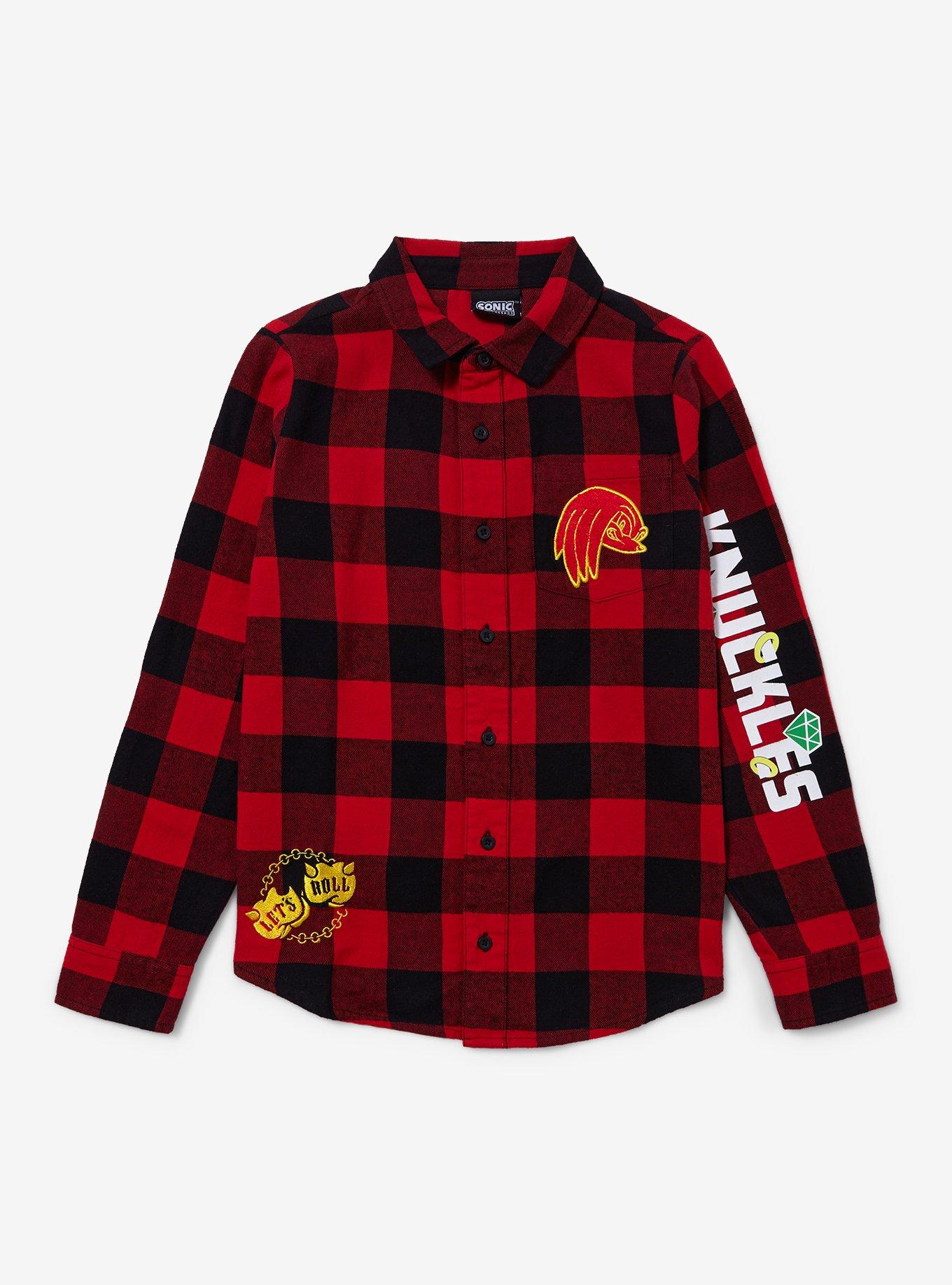 Sonic the Hedgehog Knuckles Youth Flannel - BoxLunch Exclusive, PLAID, hi-res