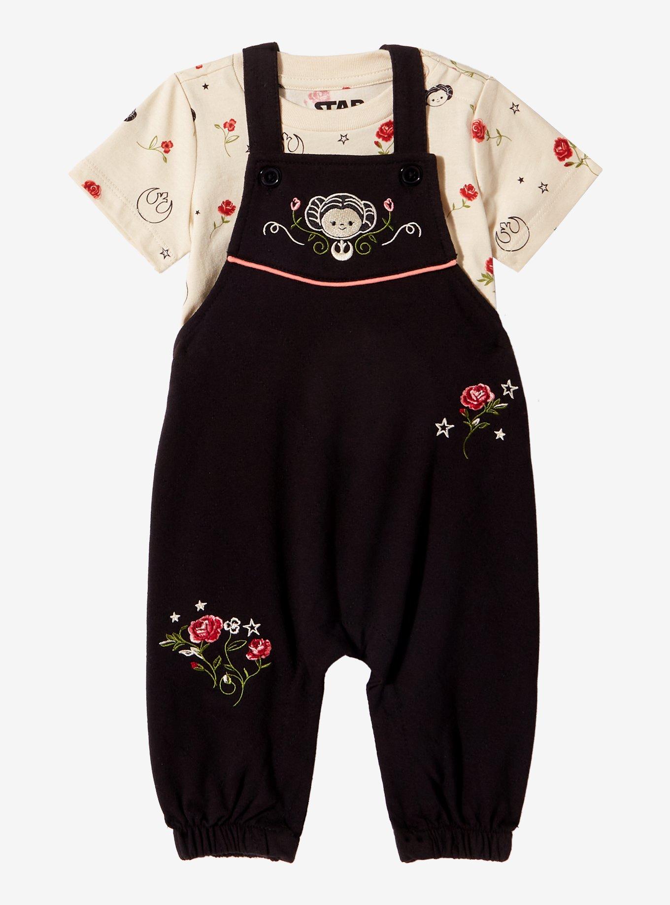 Star Wars Floral Princess Leia Infant T-Shirt & Overall Set - BoxLunch Exclusive, MULTI, hi-res