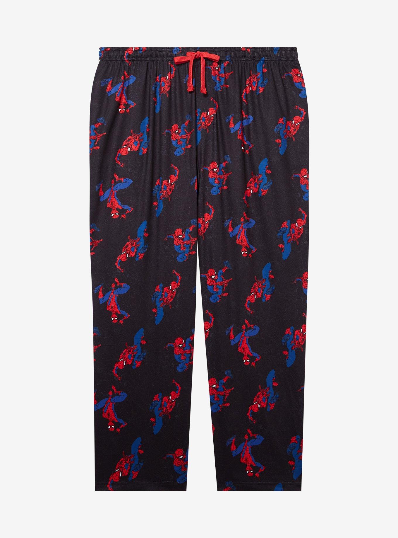 Marvel Spider-Man Swinging Poses Allover Print Women's Plus Size Sleep Pants - BoxLunch Exclusive, , hi-res