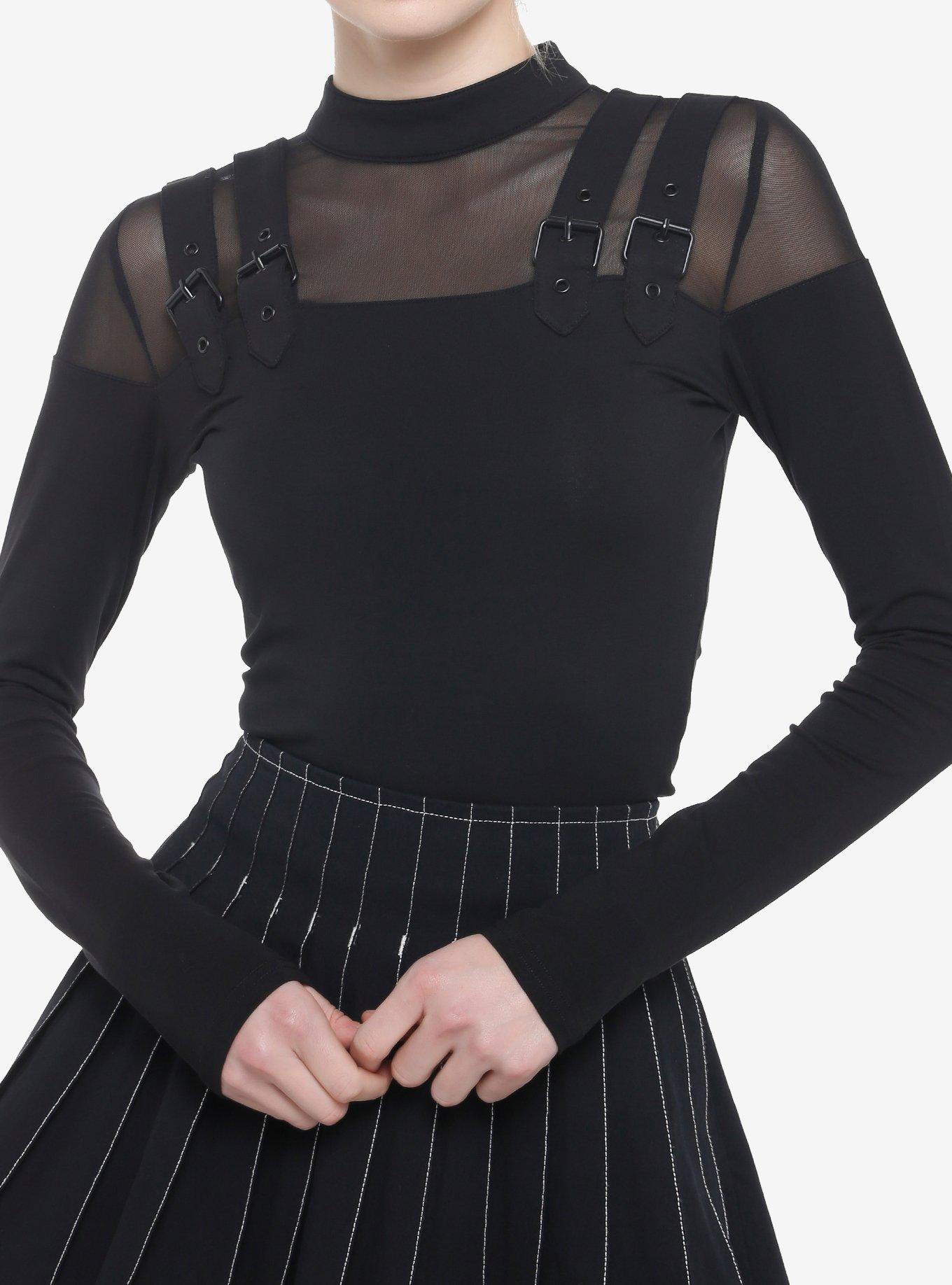 KIHILIST Mesh Buckle Strap Girls Long-Sleeve Top, , hi-res