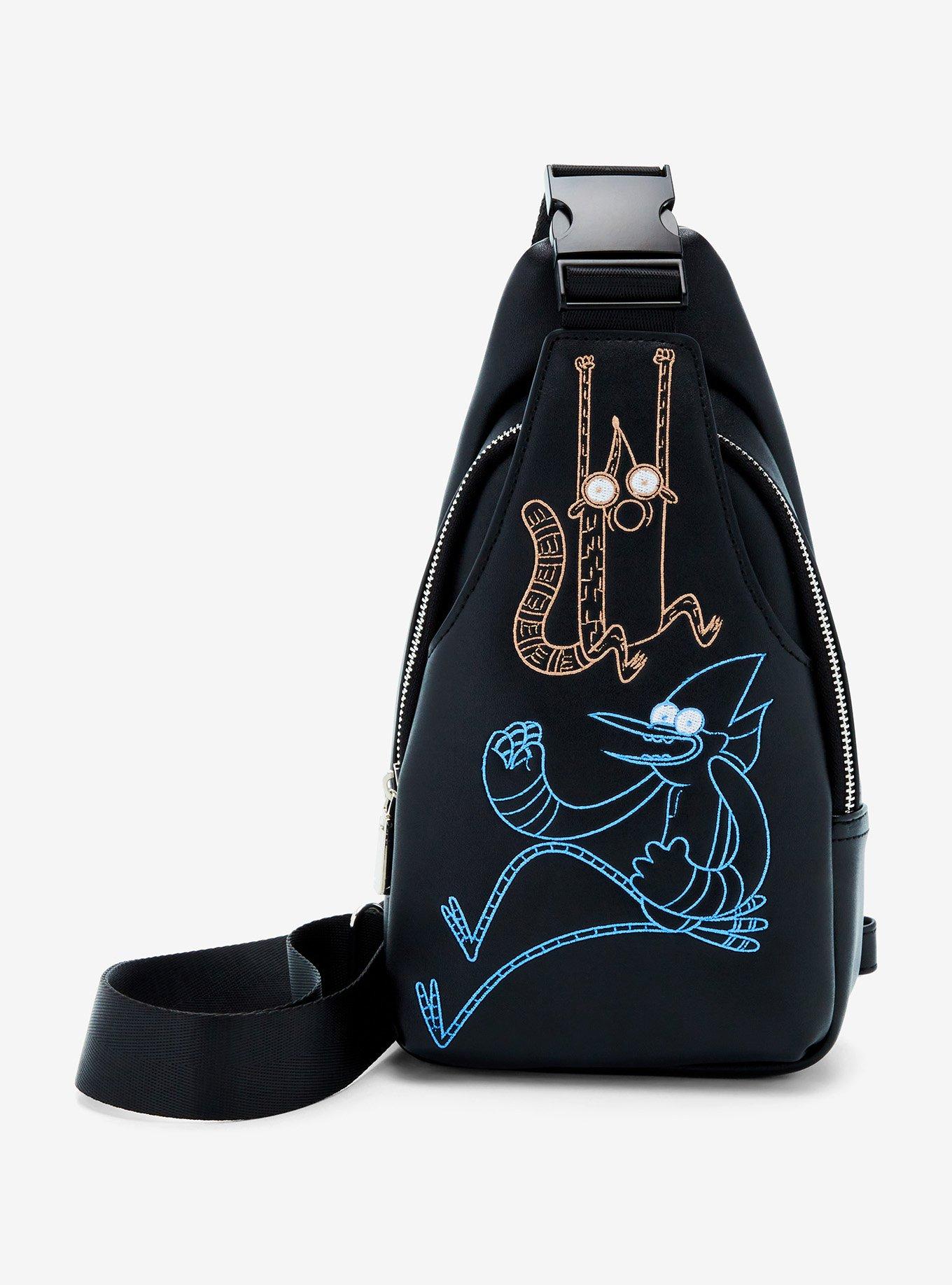 Regular Show Mordecai & Rigby Embroidered Crossbody Sling Bag — BoxLunch Exclusive, , hi-res