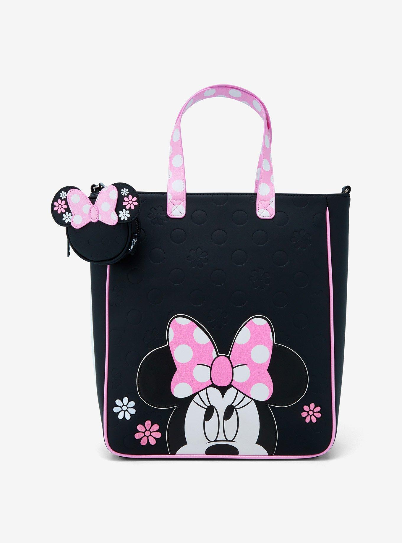 Loungefly Disney Minnie Mouse Pink Flower Polka Dot Tote Bag With Coin Purse, , hi-res
