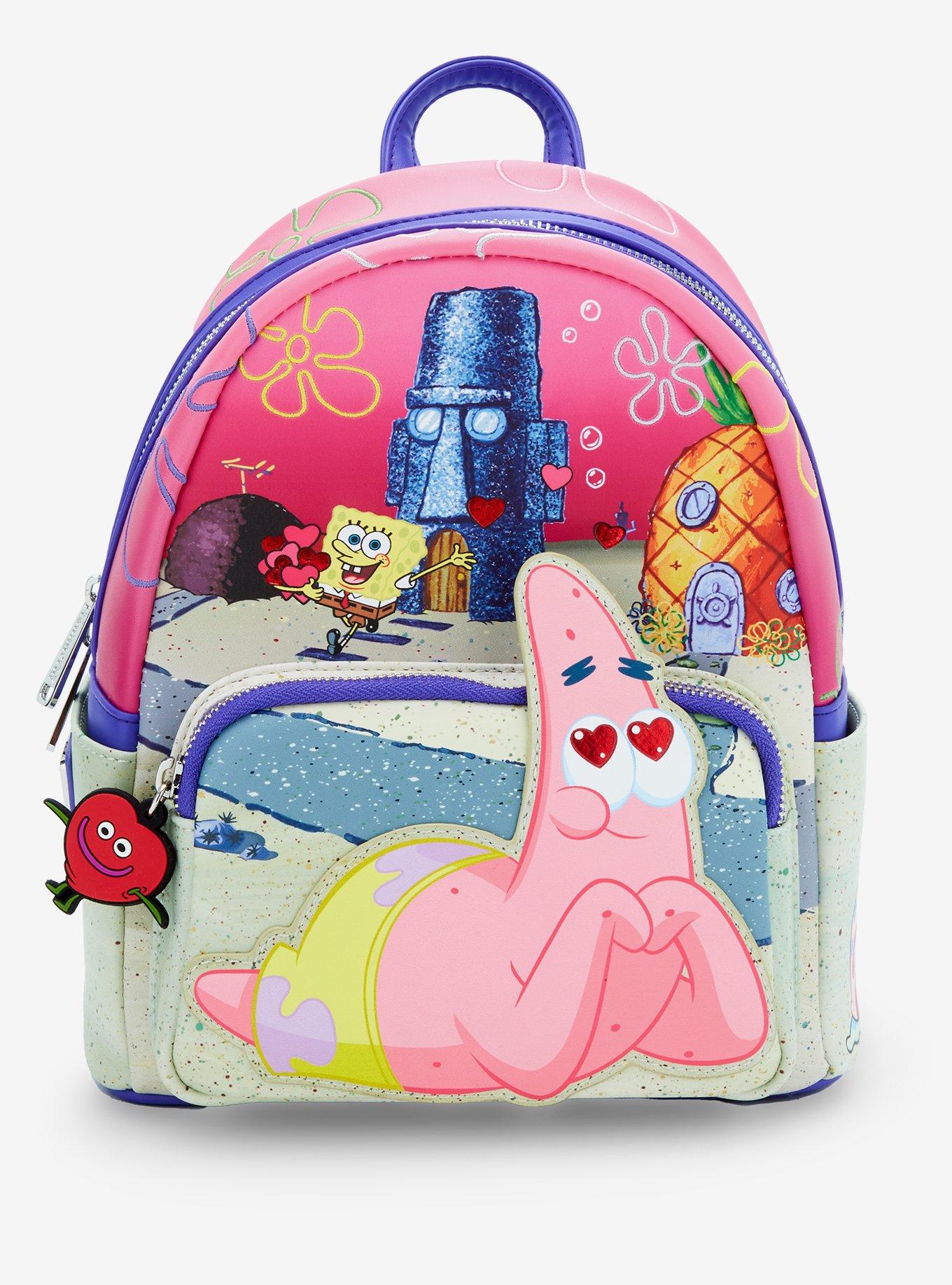 New Loungefly SpongeBob SquarePants Heart Split Checkered Mini Backpack SpongeBob SquarePants & Patrick Star Hearts Mini Backpack main image 4
