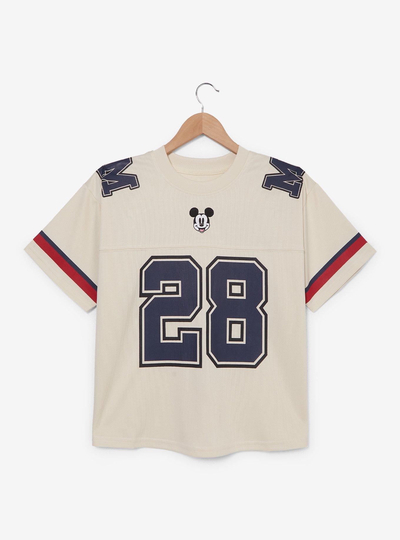 Disney Mickey Mouse Women's Plus Size Cropped Football Jersey — BoxLunch Exclusive, , hi-res