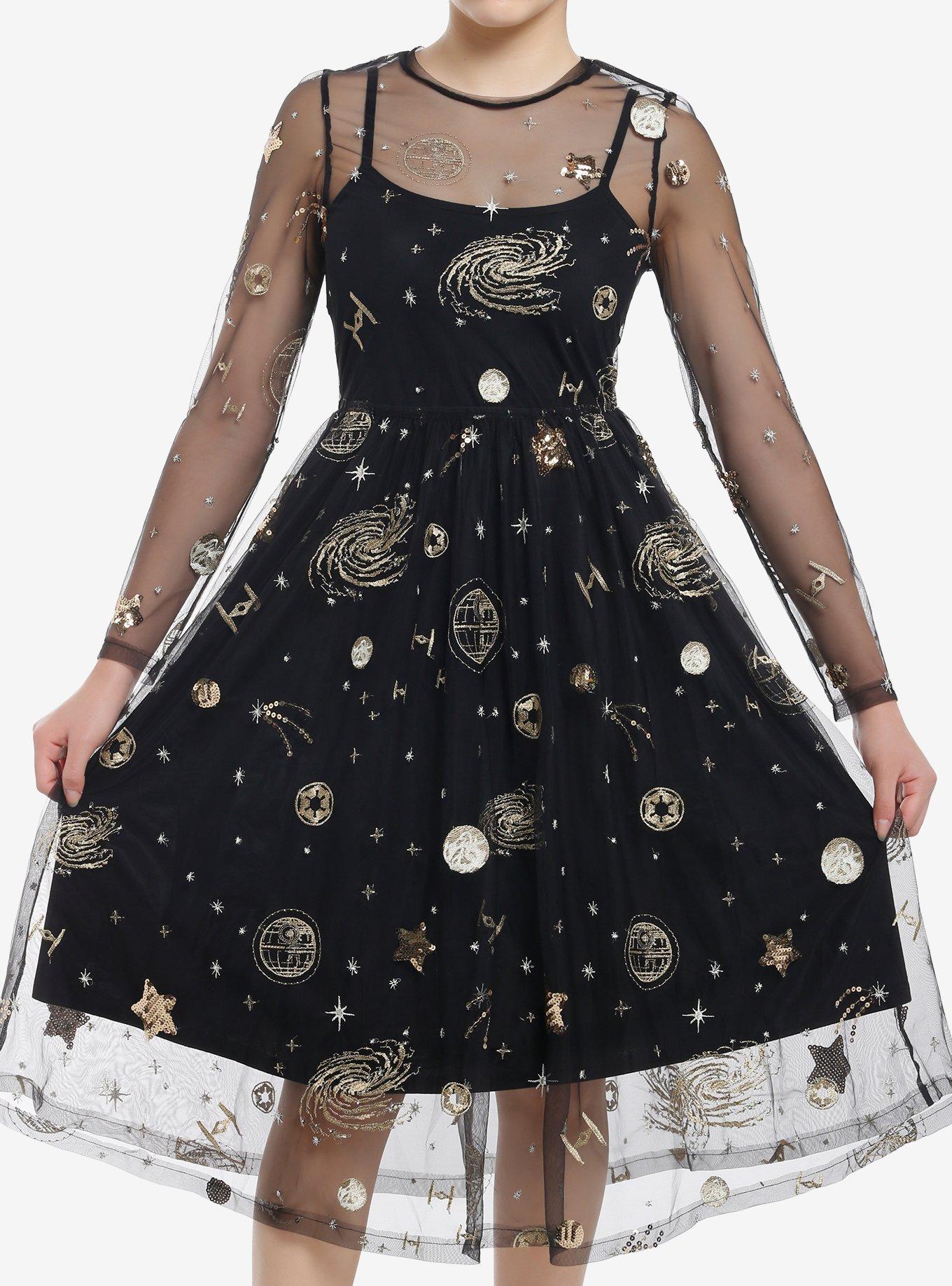 Her Universe Star Wars Ships Mesh Long-Sleeve Dress Her Universe Exclusive, , hi-res