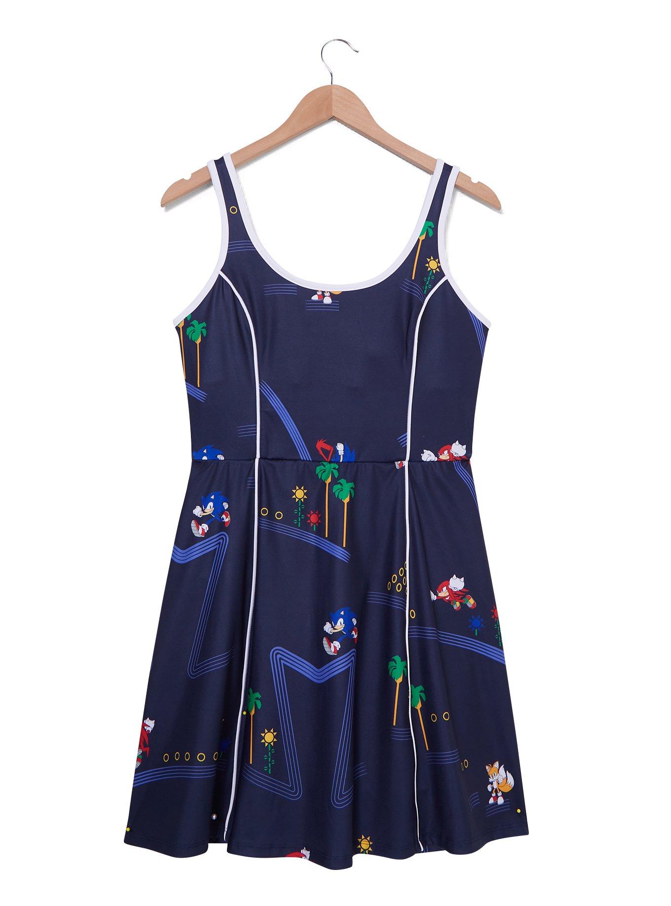 Sonic the Hedgehog Running Characters Allover Print Athletic Dress - BoxLunch Exclusive, NAVY, hi-res