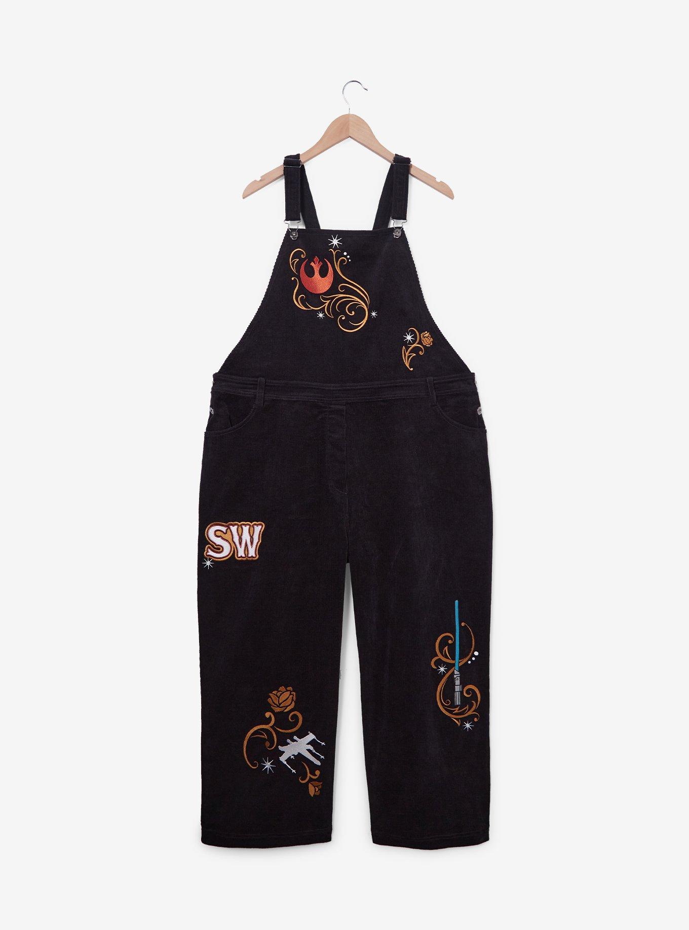 Her Universe Star Wars Rebel Symbols Women's Plus Size Corduroy Overalls - BoxLunch Exclusive, BLACK, hi-res
