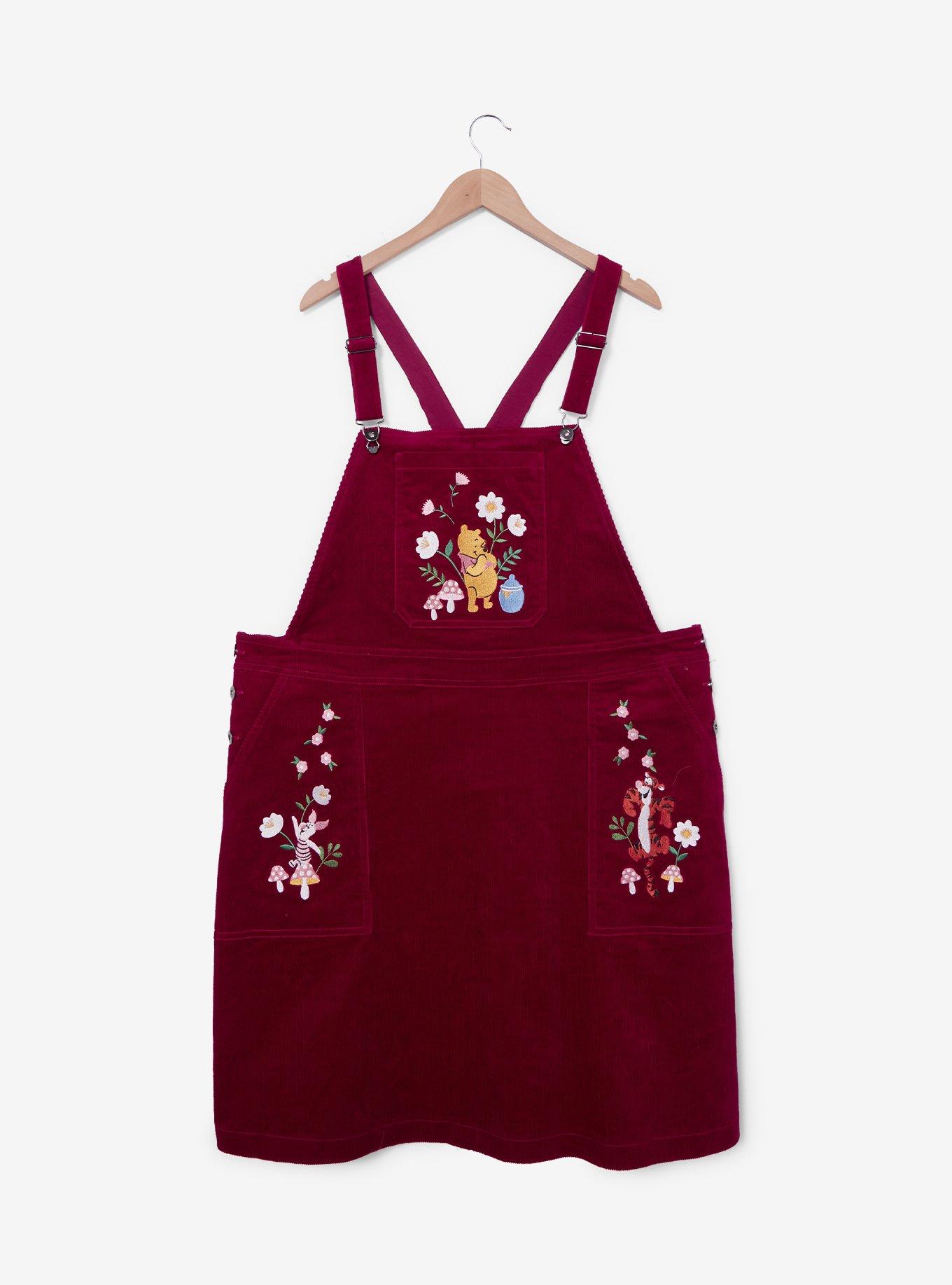 Disney Winnie the Pooh Floral Embroidered Plus Size Overall Dress — BoxLunch Exclusive, , hi-res