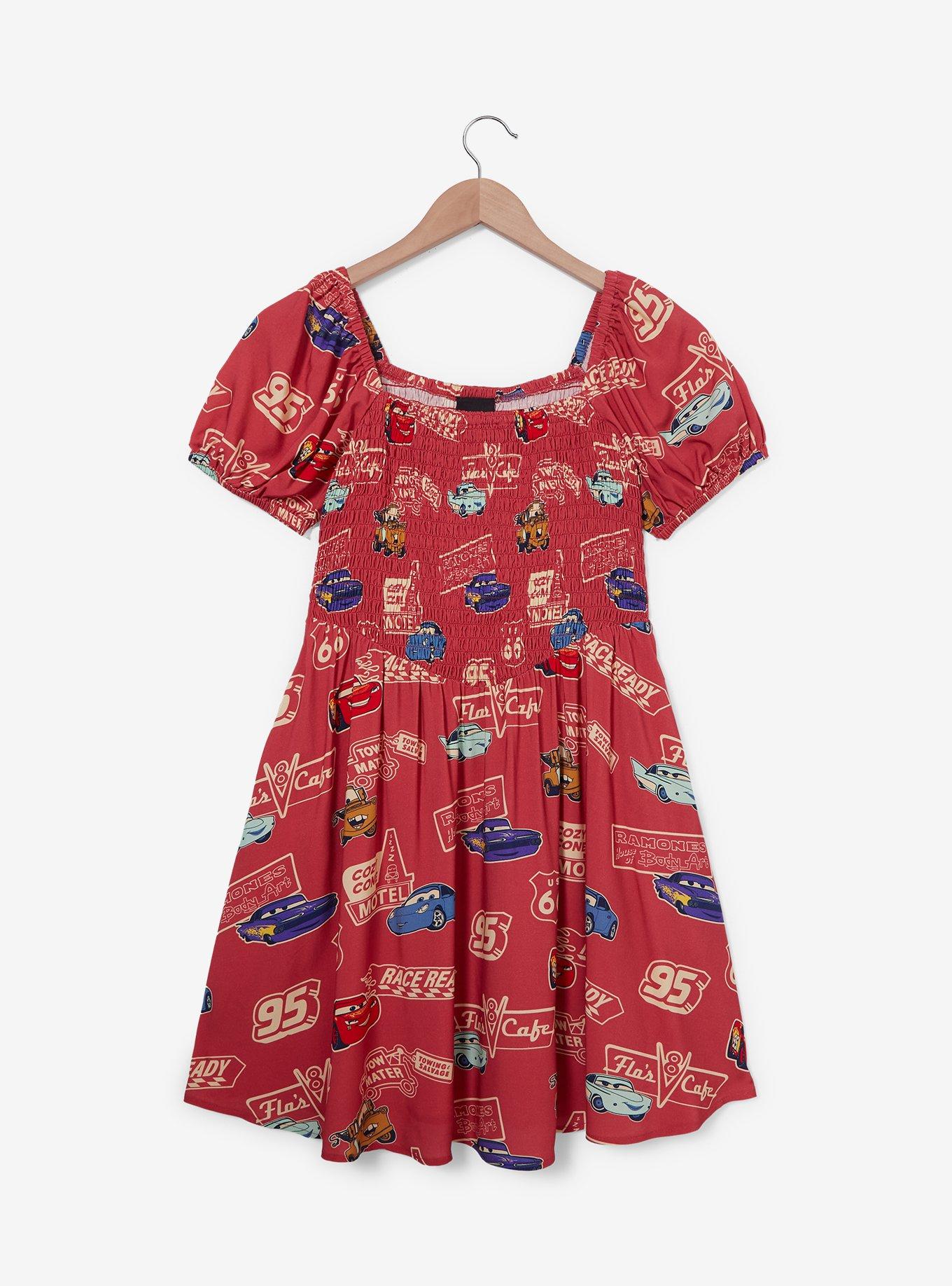 Her Universe Disney Pixar Cars Allover Vintage Print Smock Dress — BoxLunch Exclusive, , hi-res