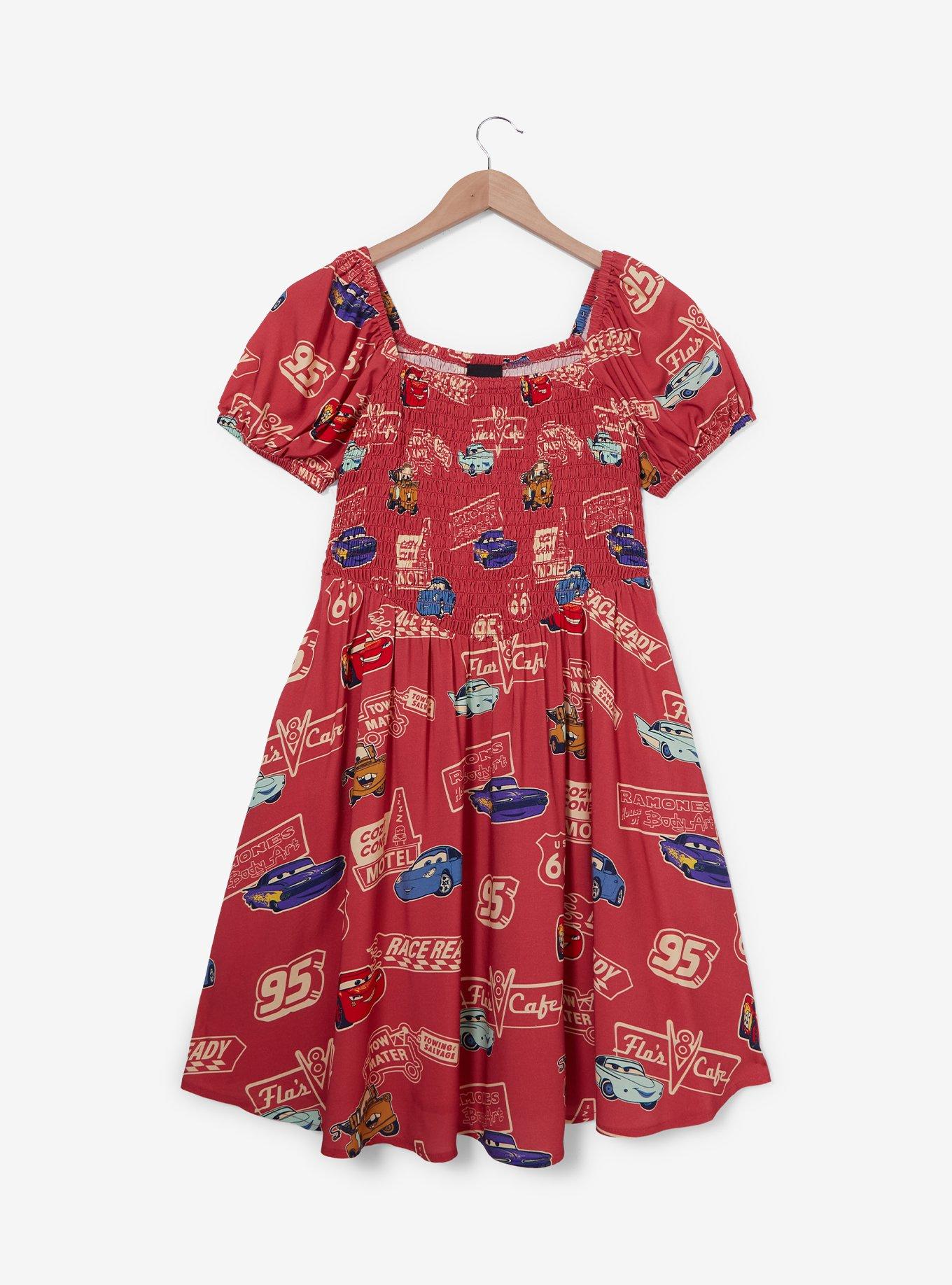 Her Universe Disney Pixar Cars Allover Vintage Print Plus Size Smock Dress — BoxLunch Exclusive, , hi-res