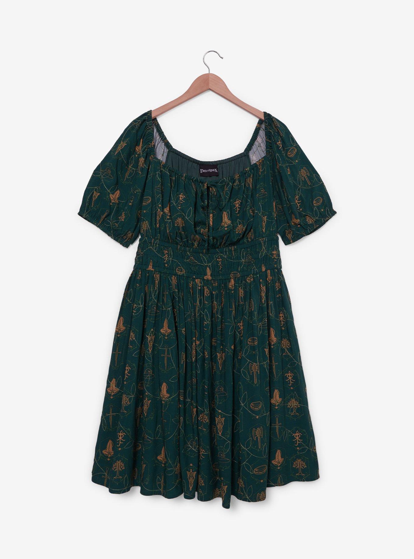 The Lord of the Rings Icons Allover Print Plus Size Smock Dress - BoxLunch Exclusive, , hi-res