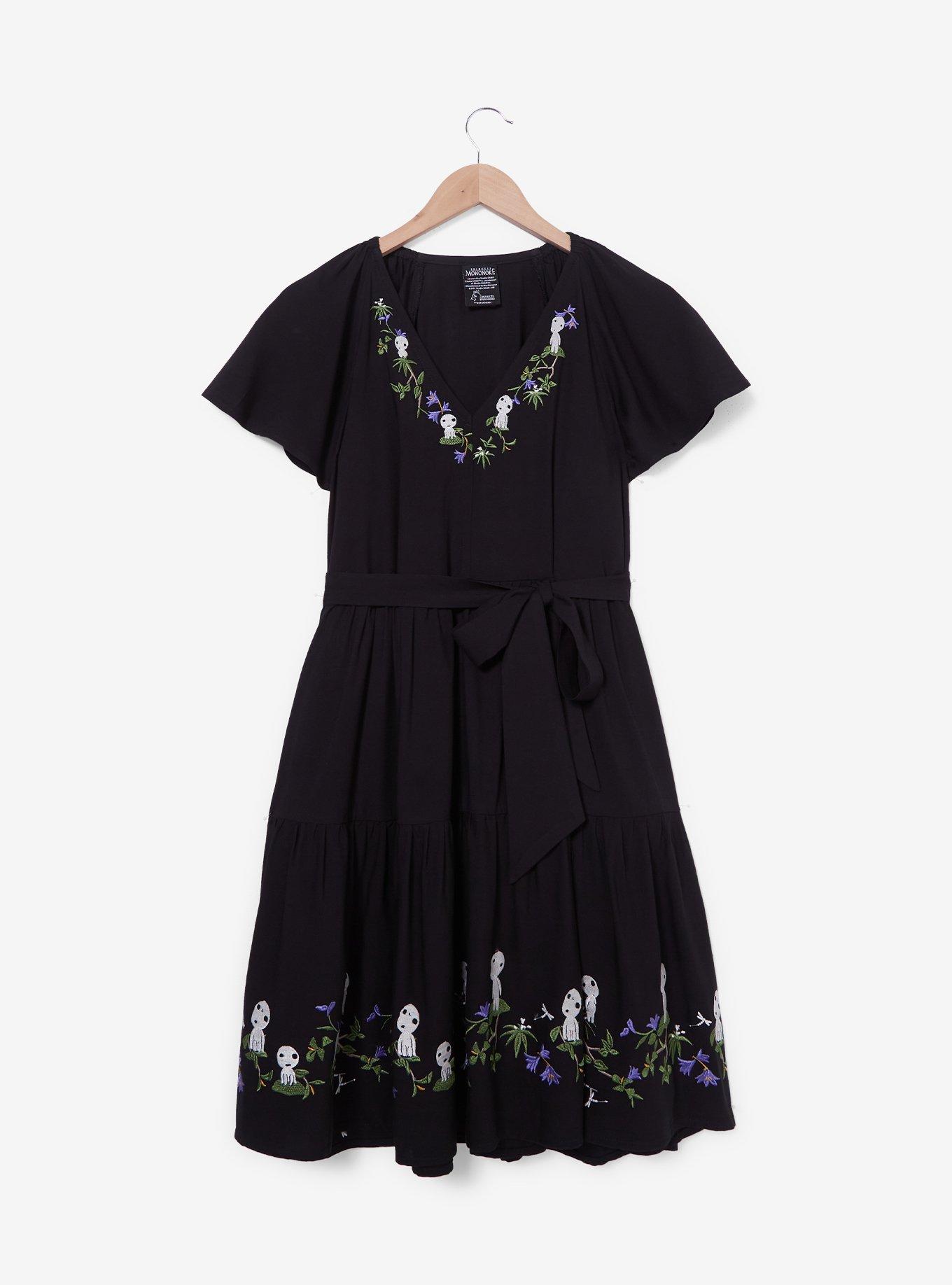 Her Universe Studio Ghibli Princess Mononoke Kodama Glow-in-the-Dark Plus Size Dress &mdash; BoxLunch Exclusive, BLACK, hi-res