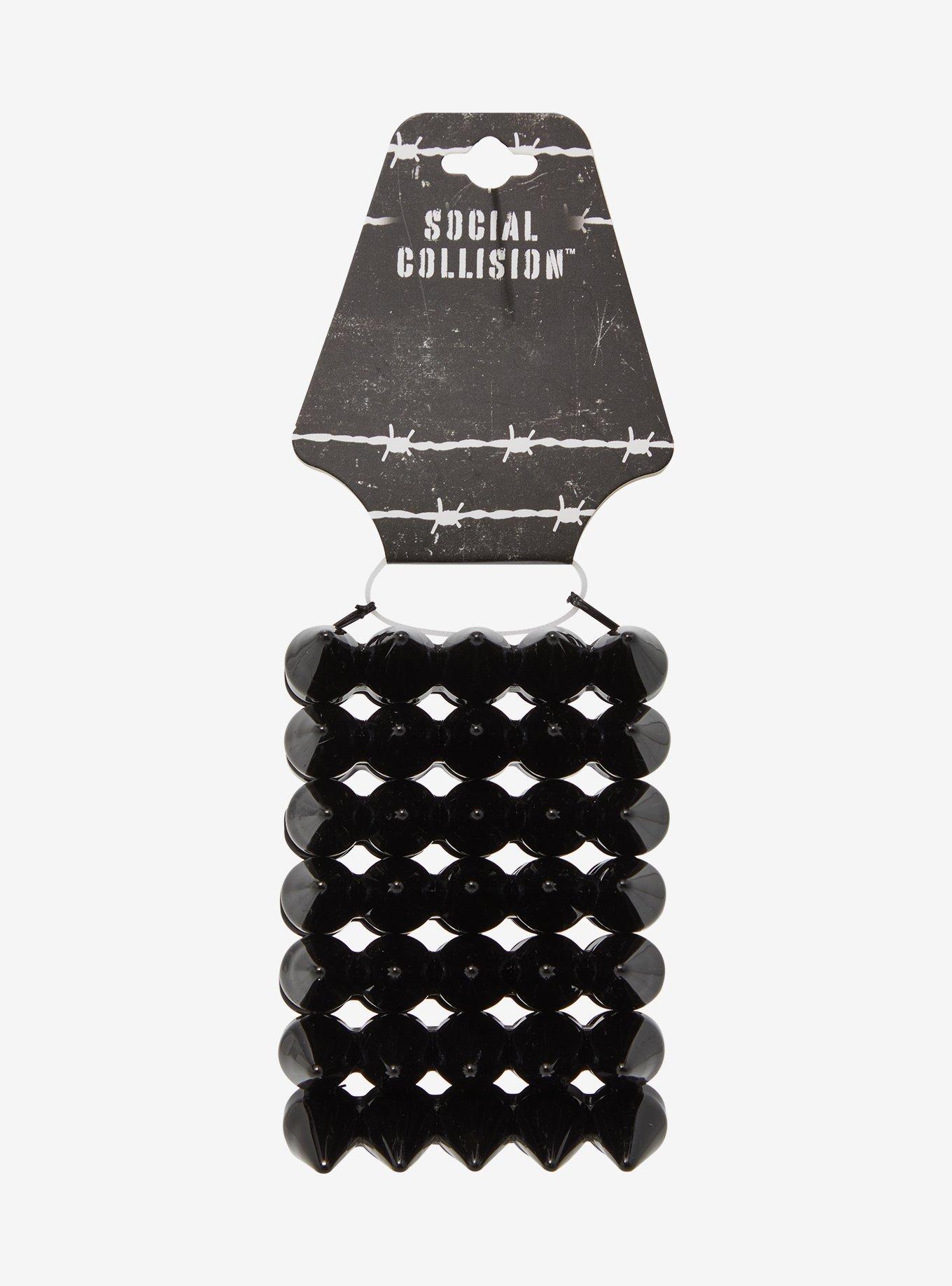 Social Collision Black Spike Stretchy Bracelet, , hi-res