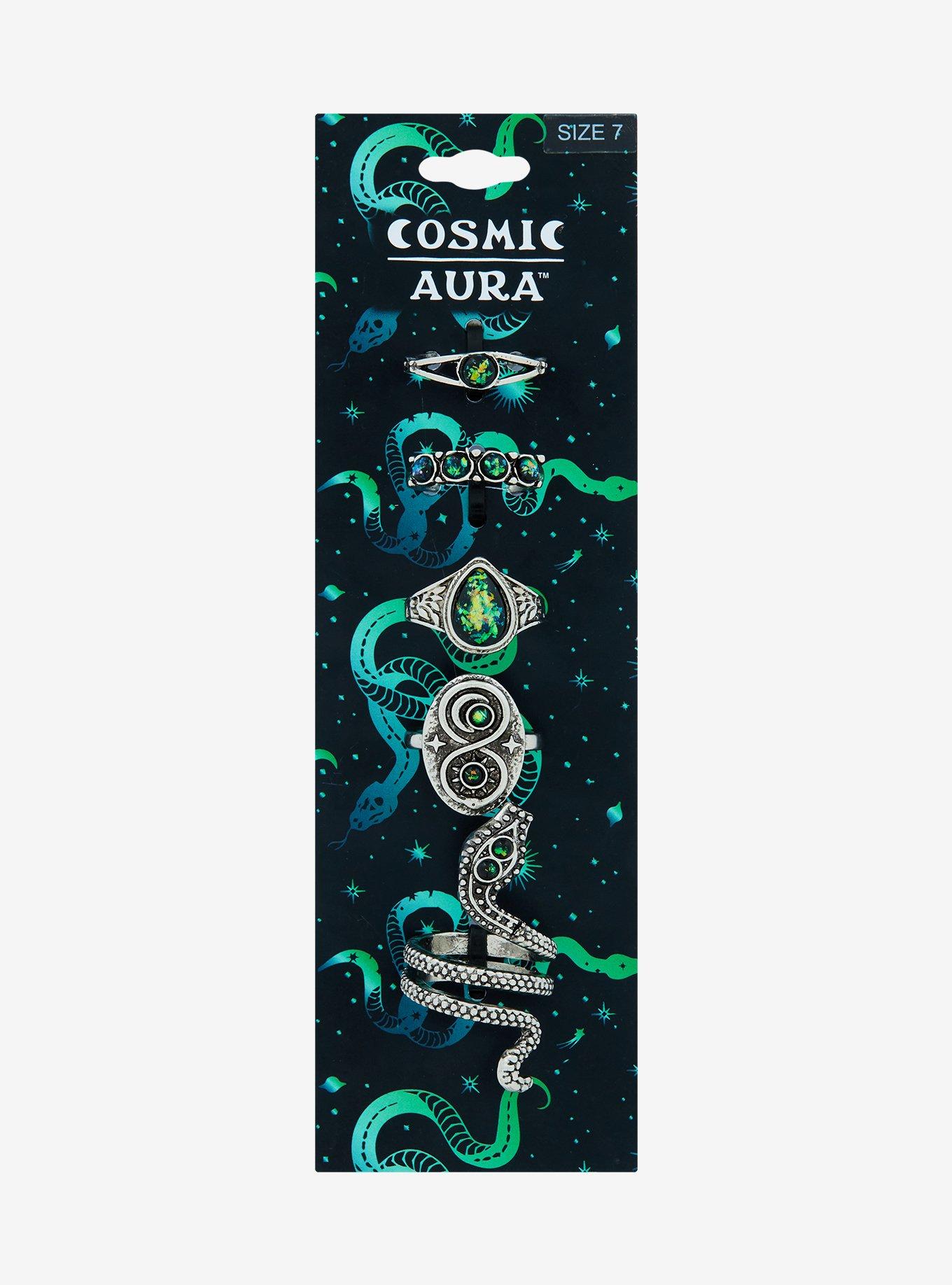 Cosmic Aura Snake Moon Ring Set, , hi-res