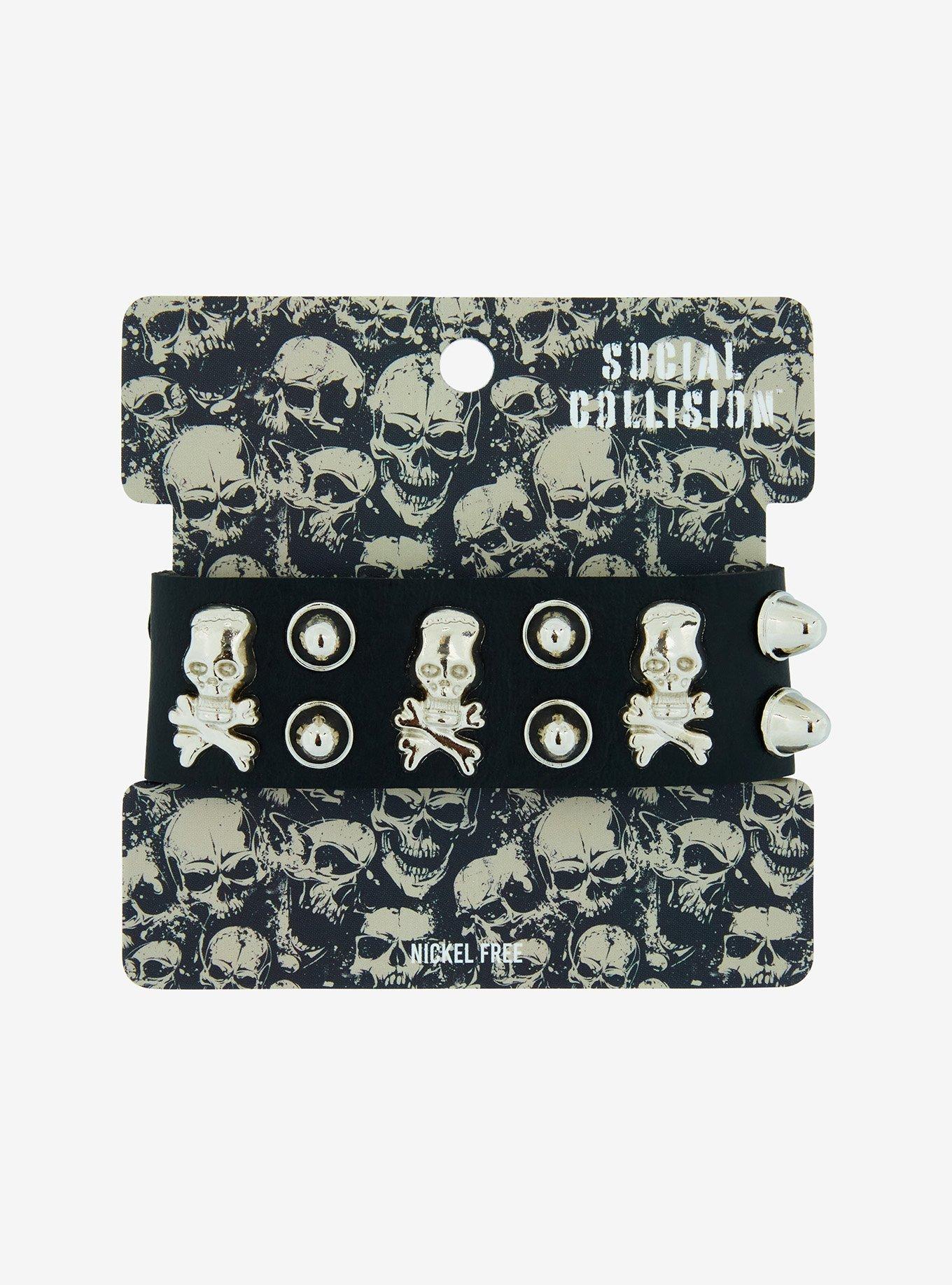 Social Collision Skull Vinyl Cuff Bracelet, , hi-res