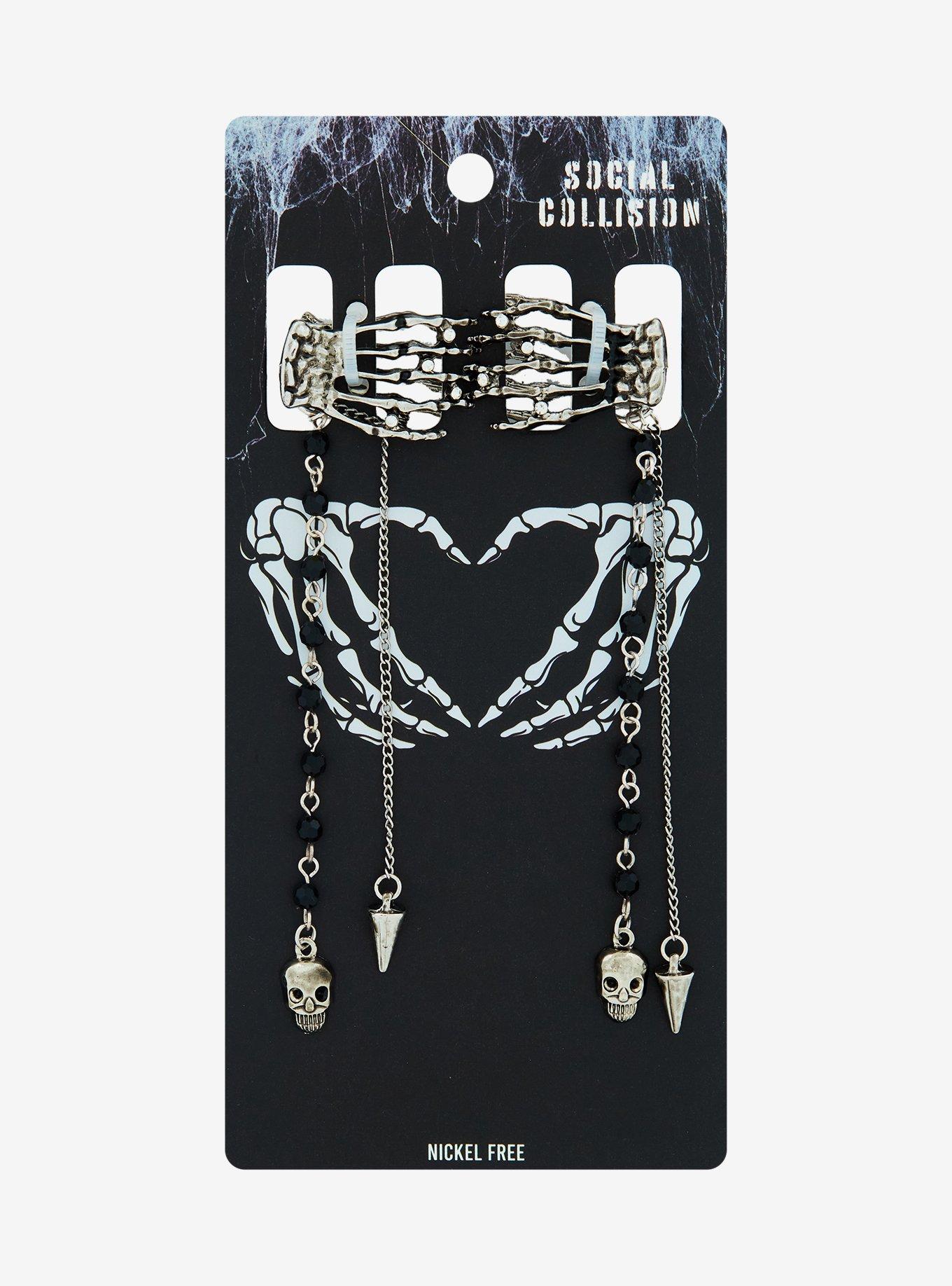 Social Collision Skeleton Hand Chain Mini Claw Hair Clips, , hi-res