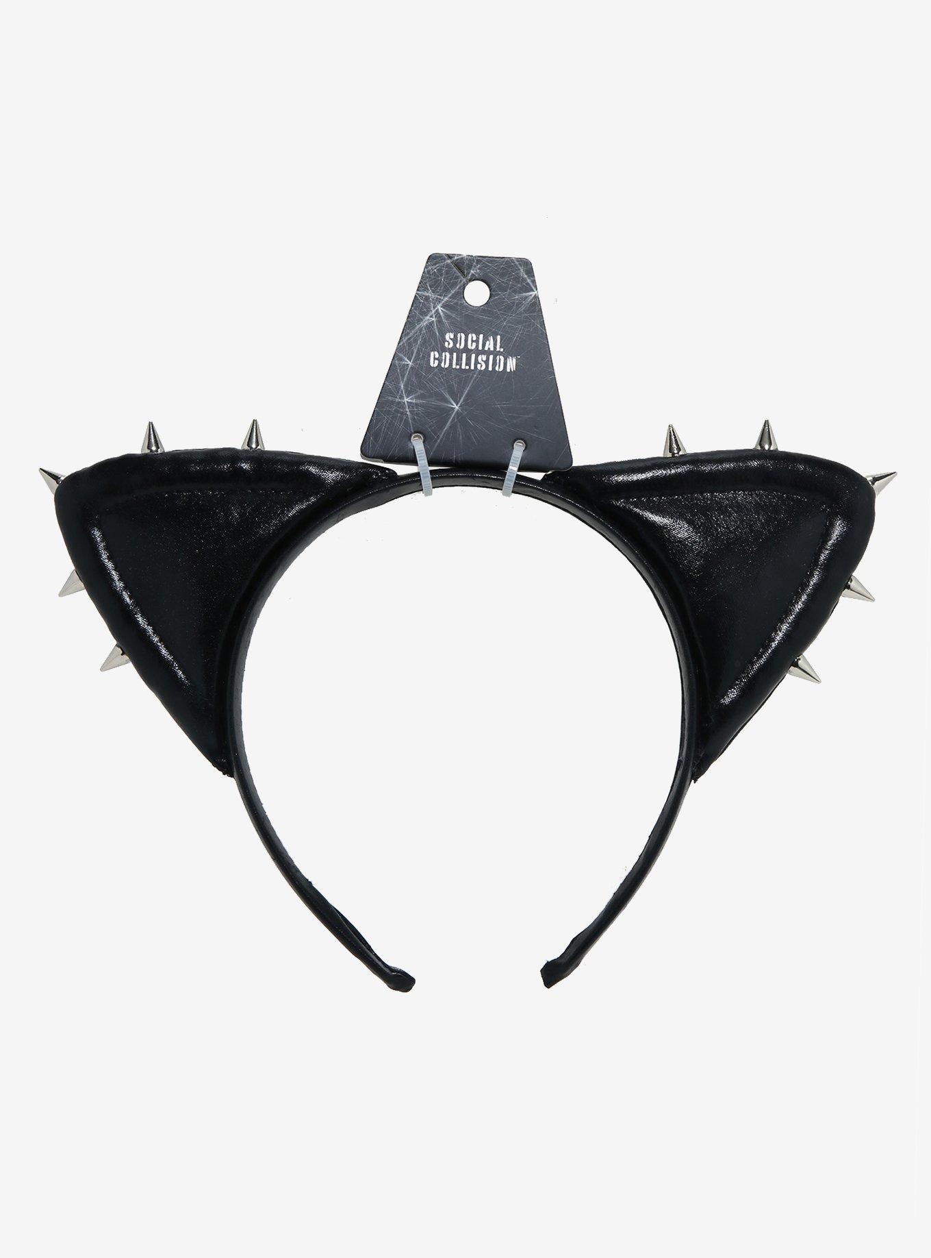 Black Spike Cat Ears Headband, , hi-res