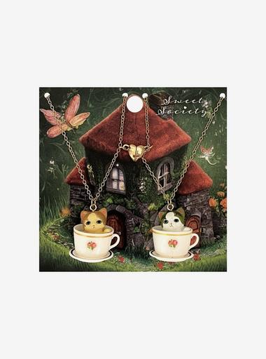 Sweet Society Cat Teacup Best Friend Necklace Set | Hot Topic