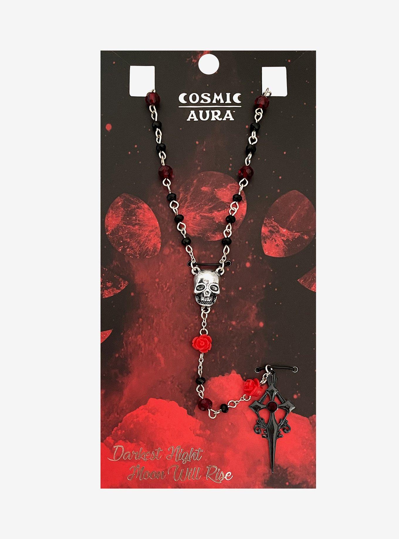 Cosmic Aura Ornate Cross Rosary Necklace, , hi-res