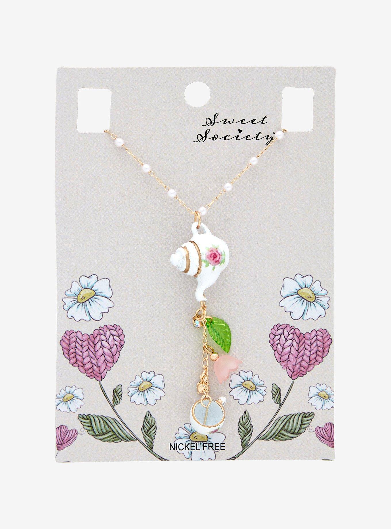 Sweet Society Floral Tea Necklace, , hi-res