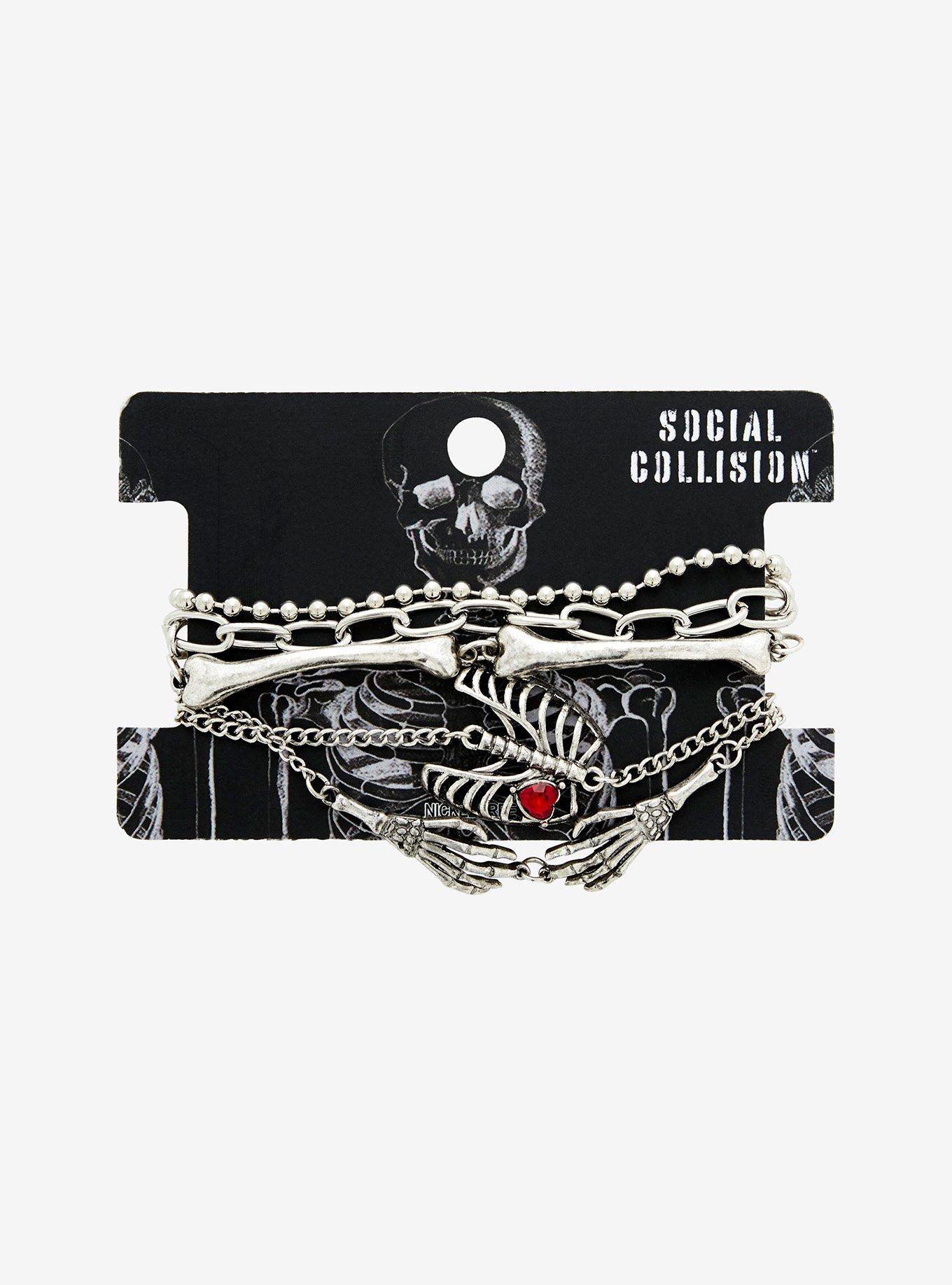 Social Collision Skeleton Parts Bracelet Set, , hi-res