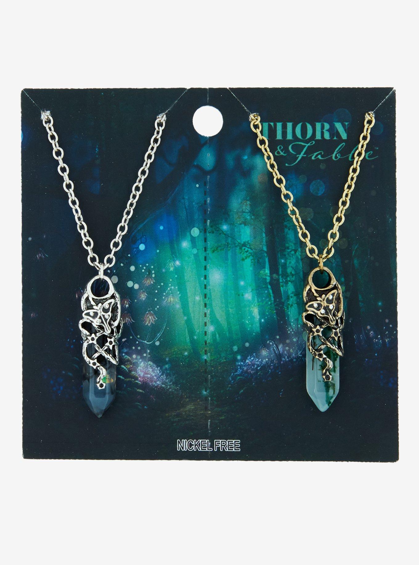 Thorn & Fable Butterfly Wrapped Crystal Best Friend Necklace Set, , hi-res