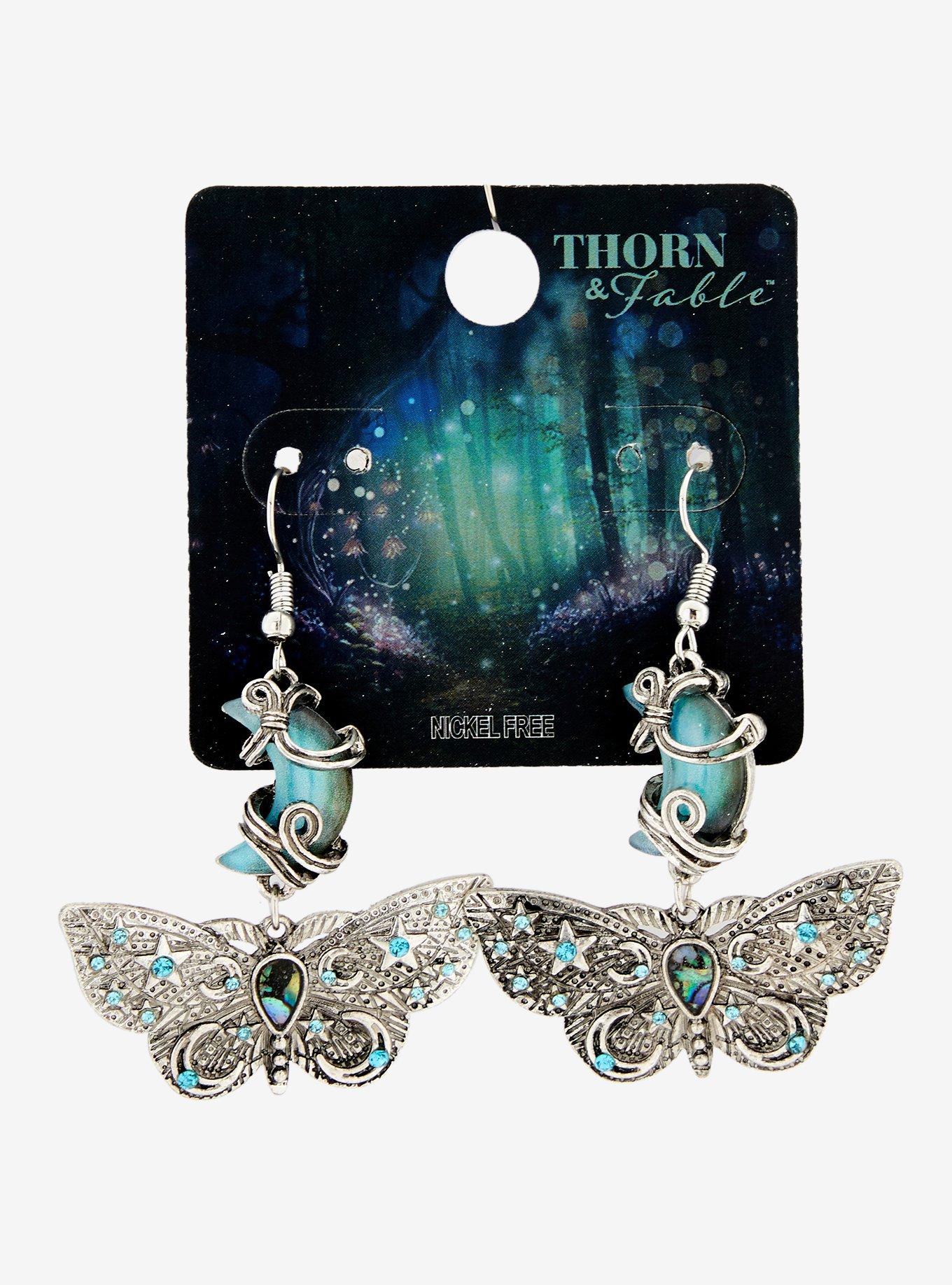 Thorn & Fable Celestial Moon Moth Earrings, , hi-res