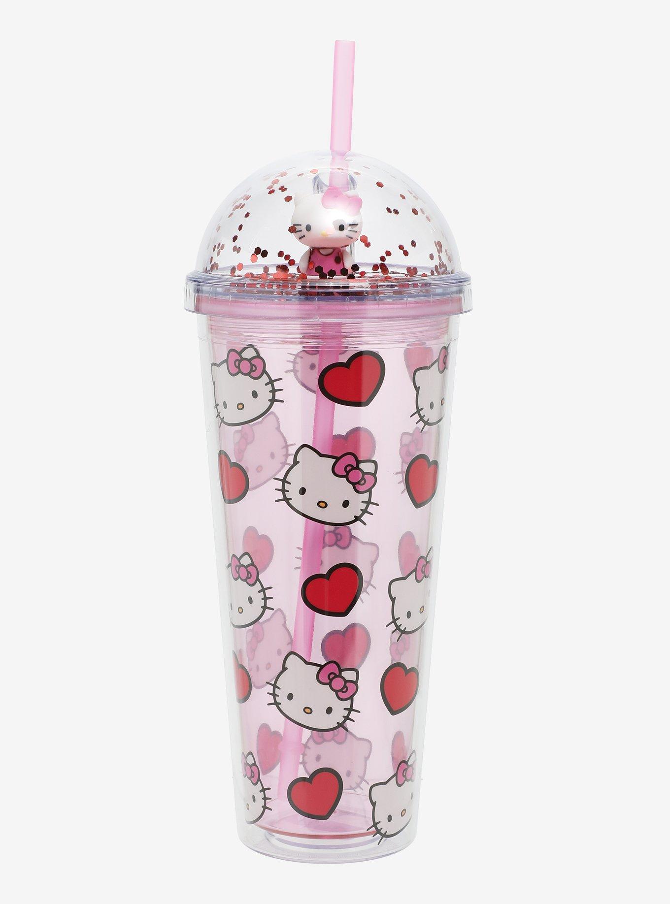 Hello Kitty Heart Glitter Dome Acrylic Travel Cup, , hi-res