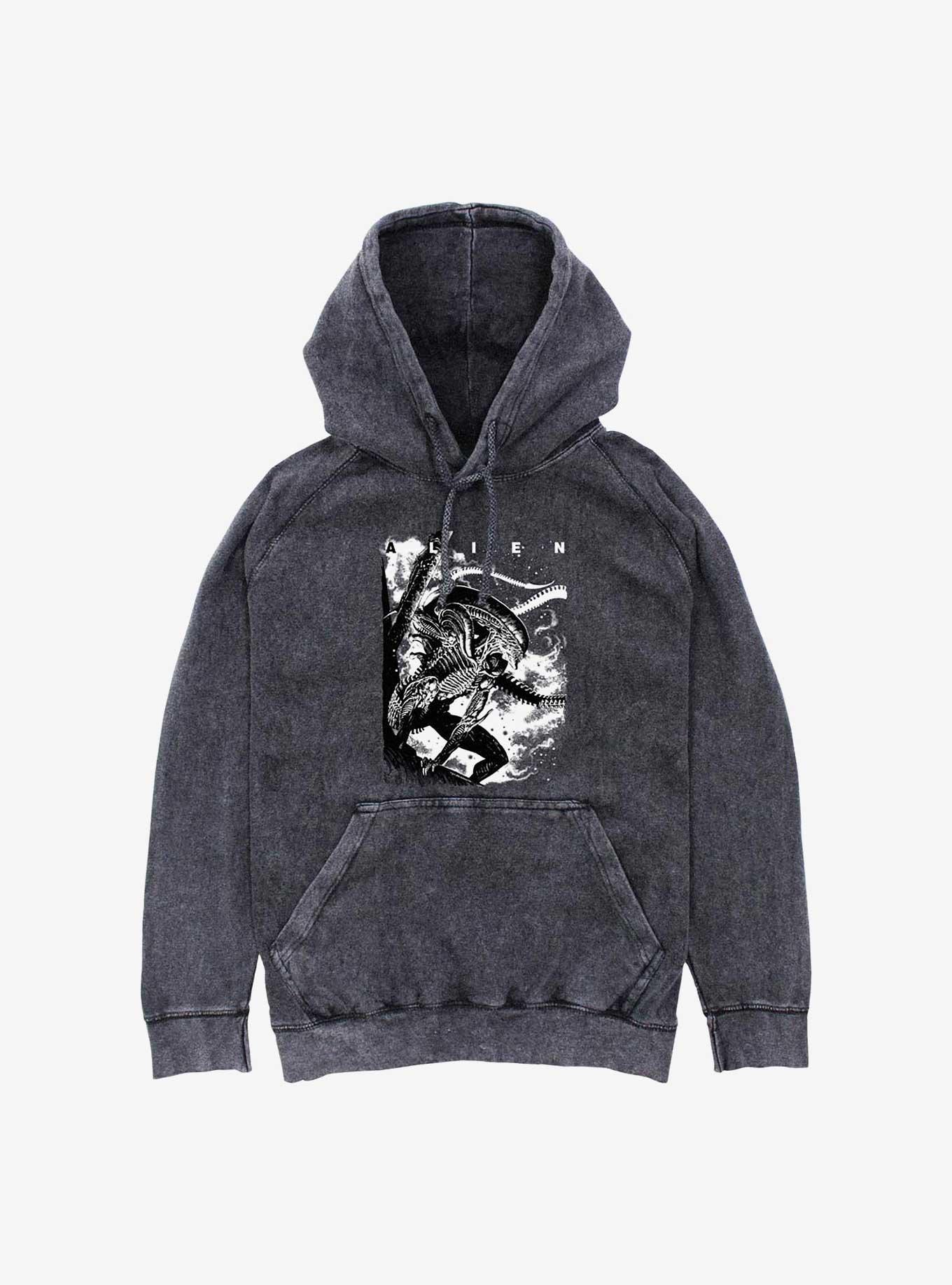 Alien Xenomorph Poster Mineral Wash Hoodie, , hi-res