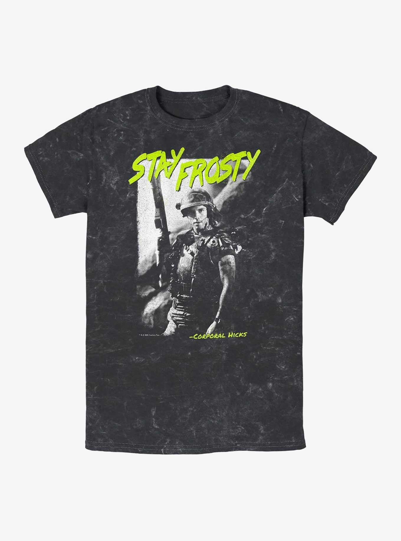 Alien Stay Frosty Mineral Wash T-Shirt, BLACK, hi-res